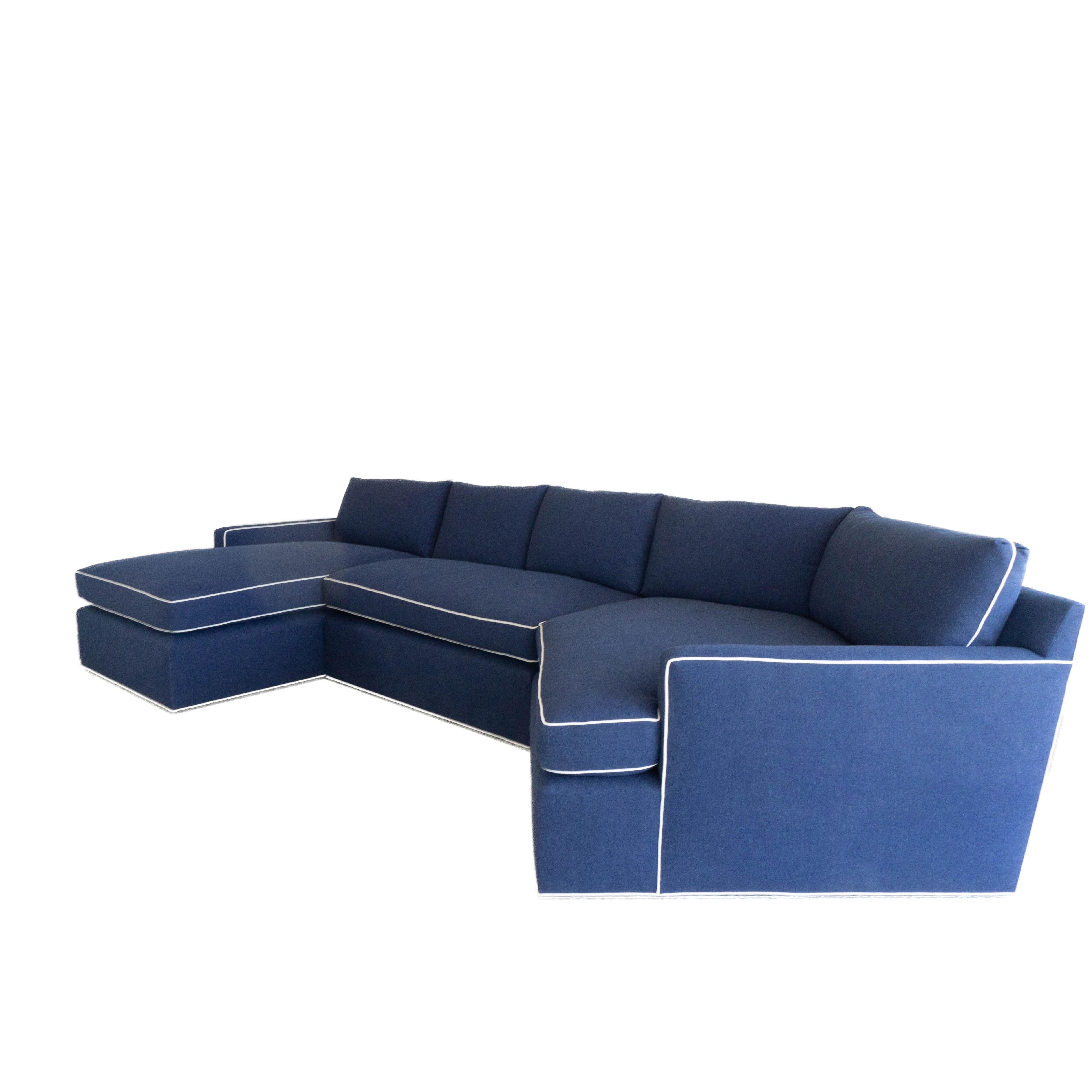 Contemporary Large Custom Sectional Sofa with Chaise Lounge For Sale