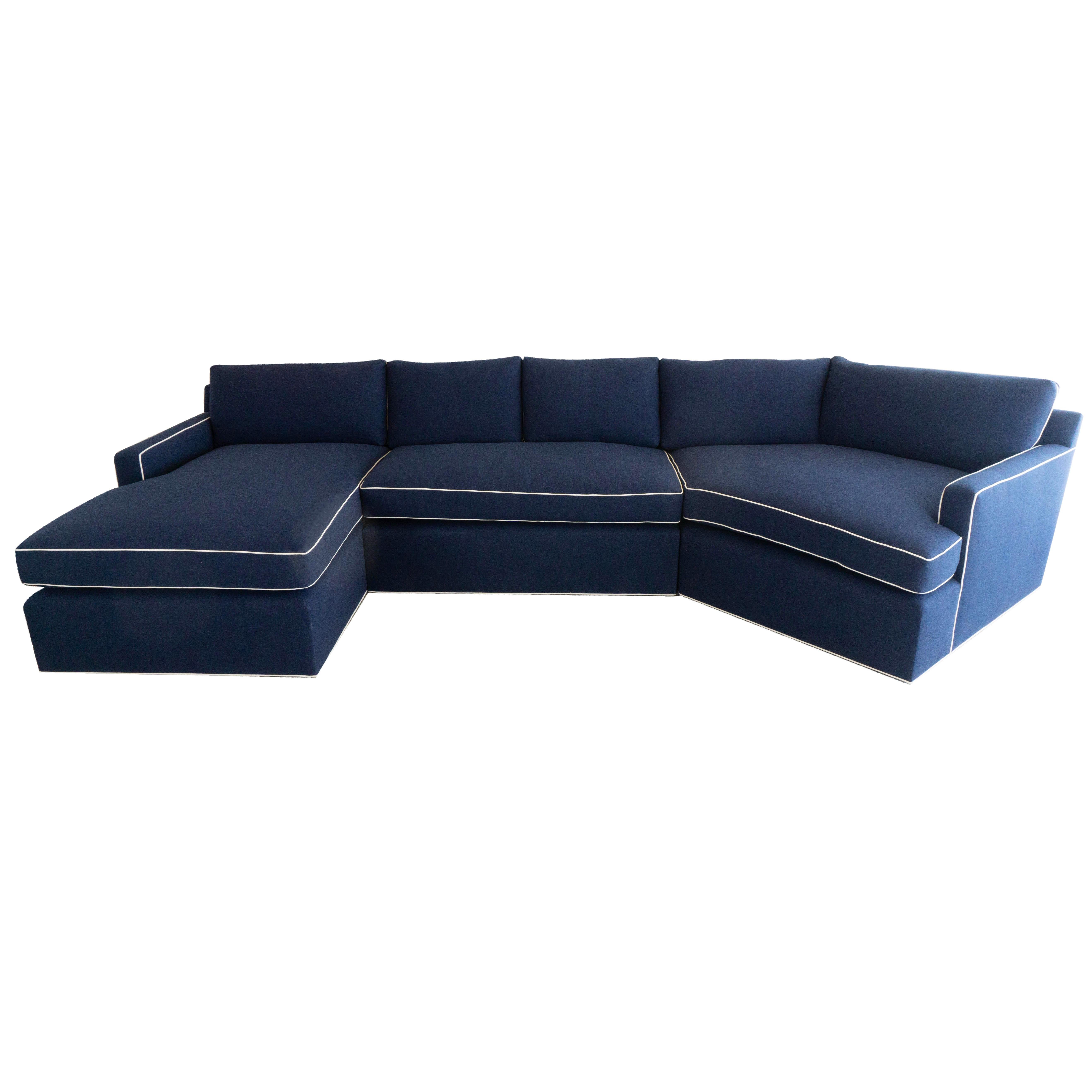 Large Custom Sectional Sofa with Chaise Lounge For Sale at 1stDibs