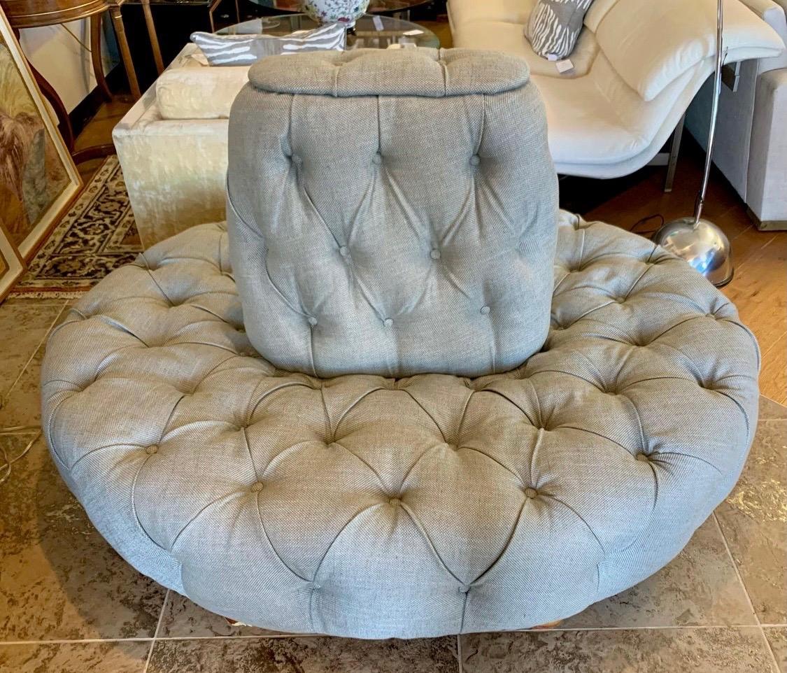 Large Custom Upholstered Banquette Pouf 1