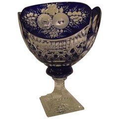 Antique Large Cut Crystal Bohemian Centrepiece Bowl