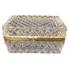 Antique Large Cut Crystal Box with Gilt Bronze Mounts