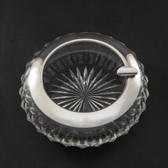 Large Cut Crystal Cigar Ashtray with Sterling Silver Collar, circa 1930