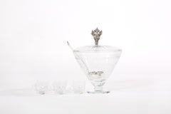Large Cut Crystal Covered Punch Bowl Service / 8 People