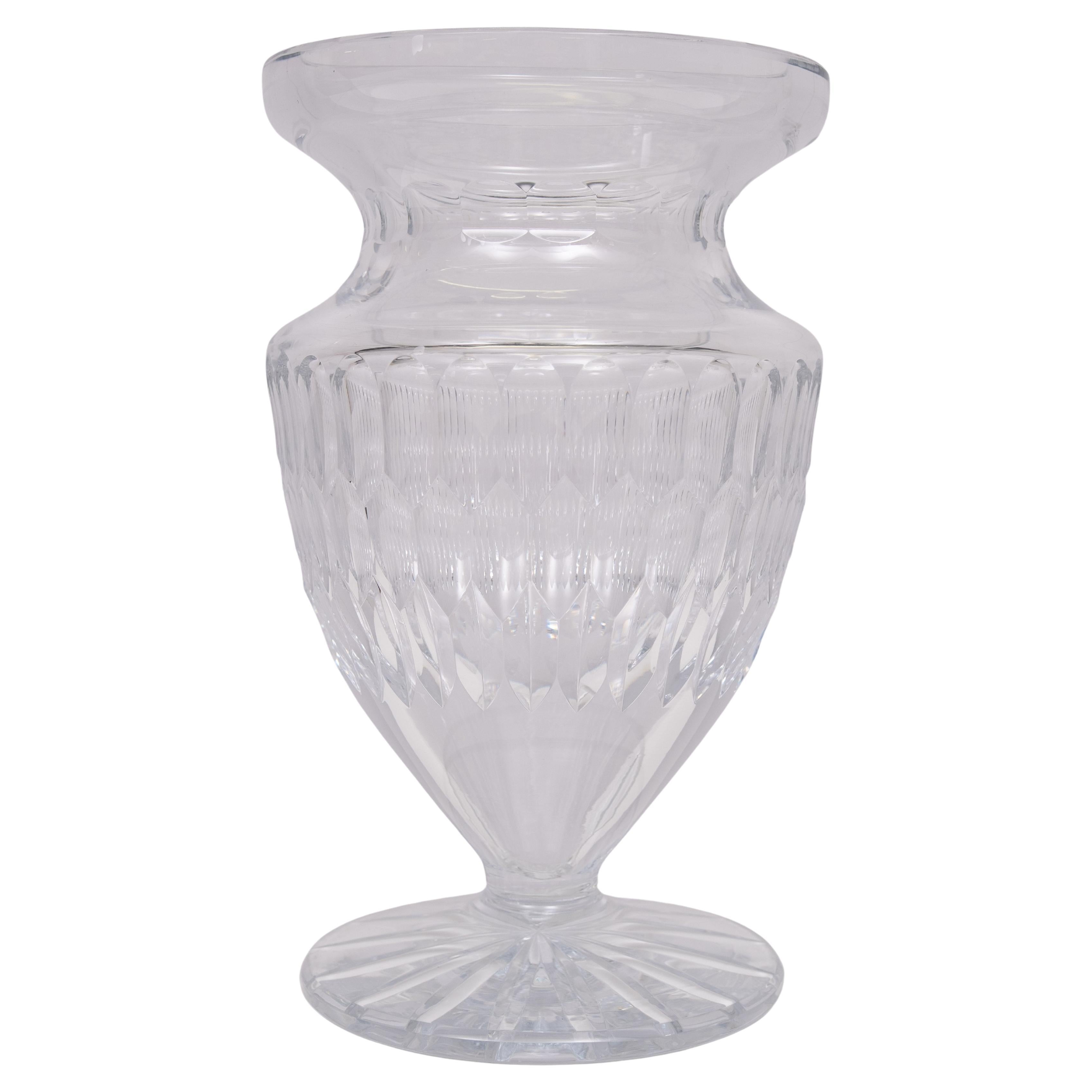 Large Cut Crystal Glass Vase 1960s Belgium