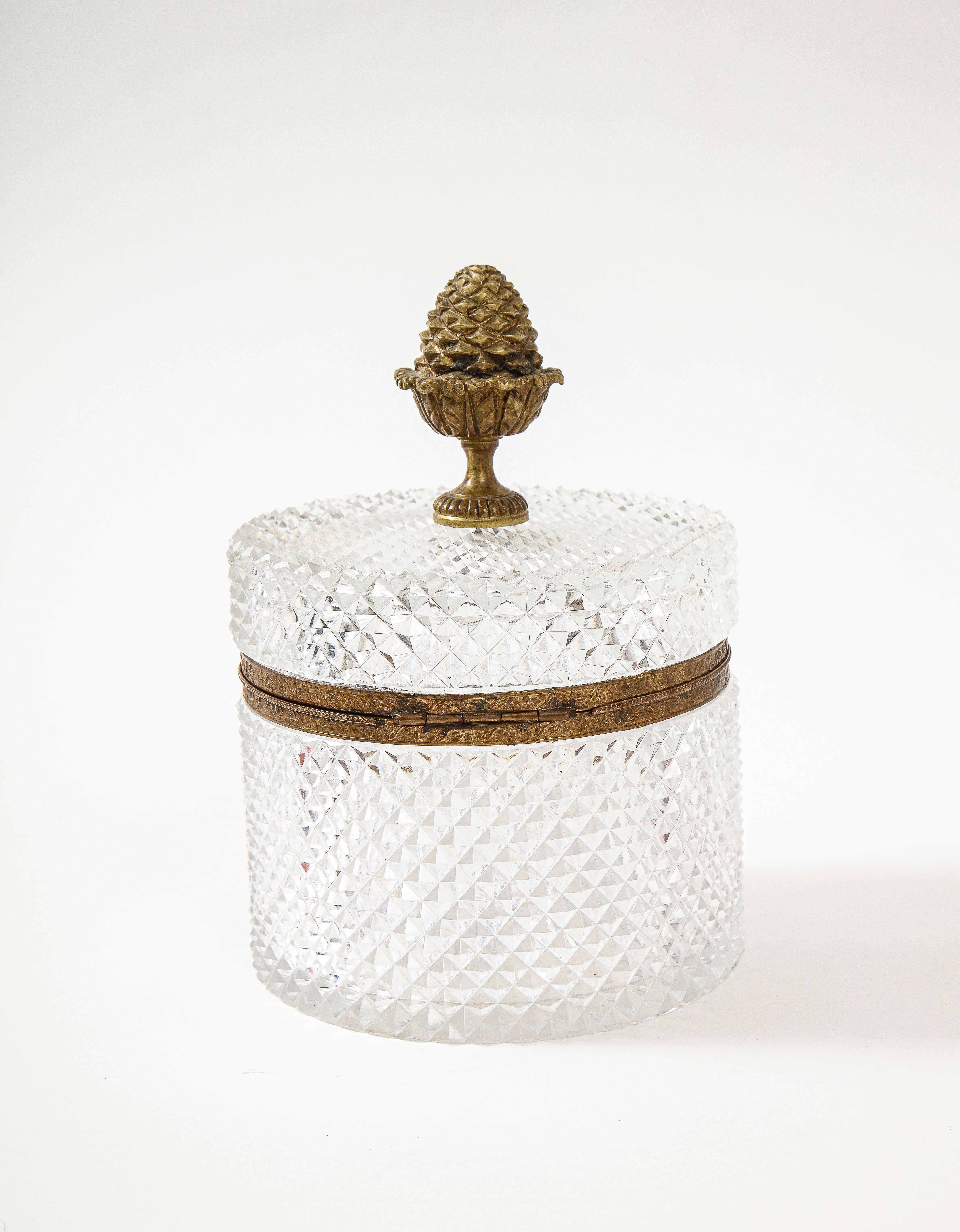 American Large Cut Crystal Hinged Lidded Box For Sale