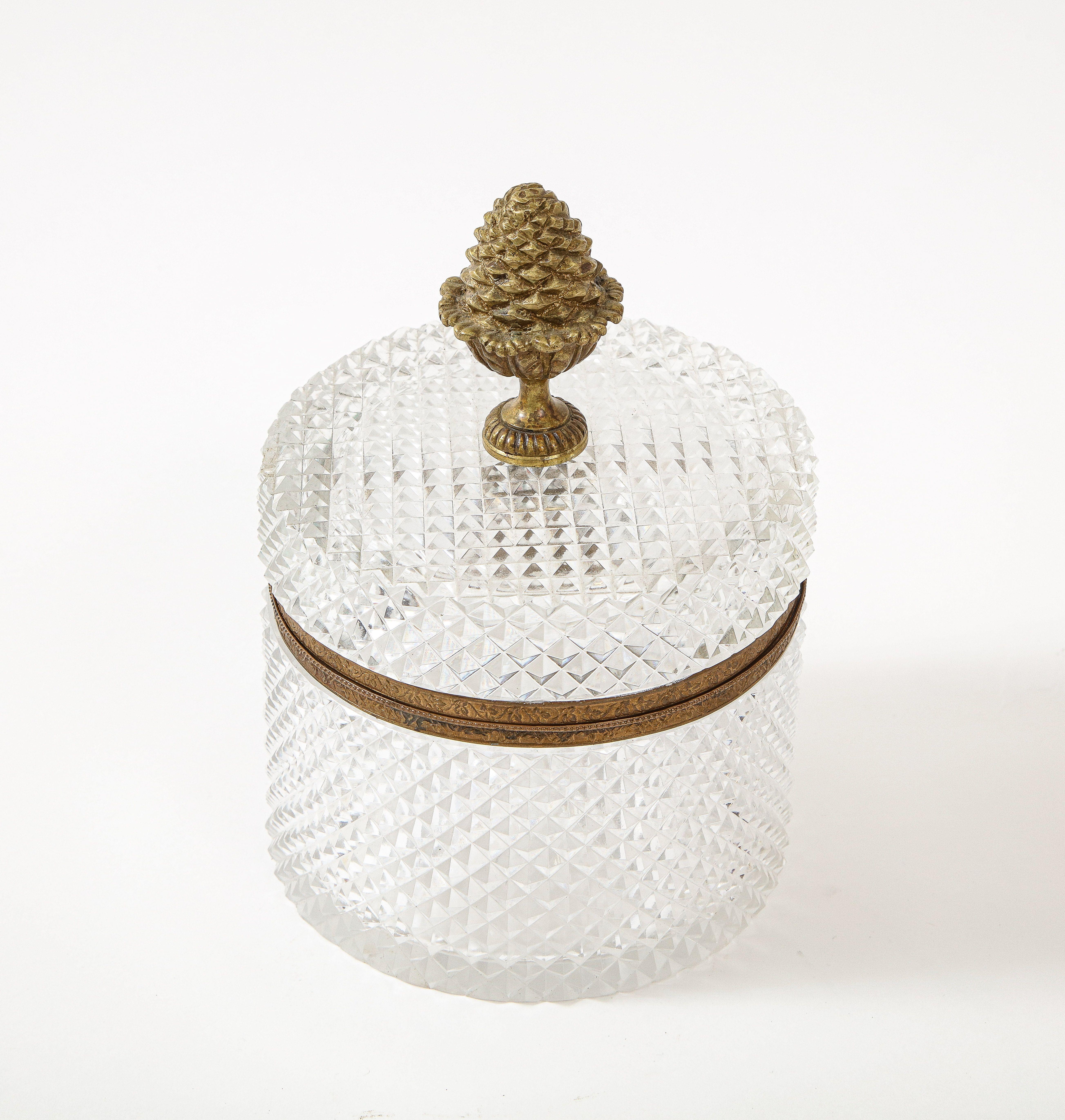 Mid-20th Century Large Cut Crystal Hinged Lidded Box For Sale