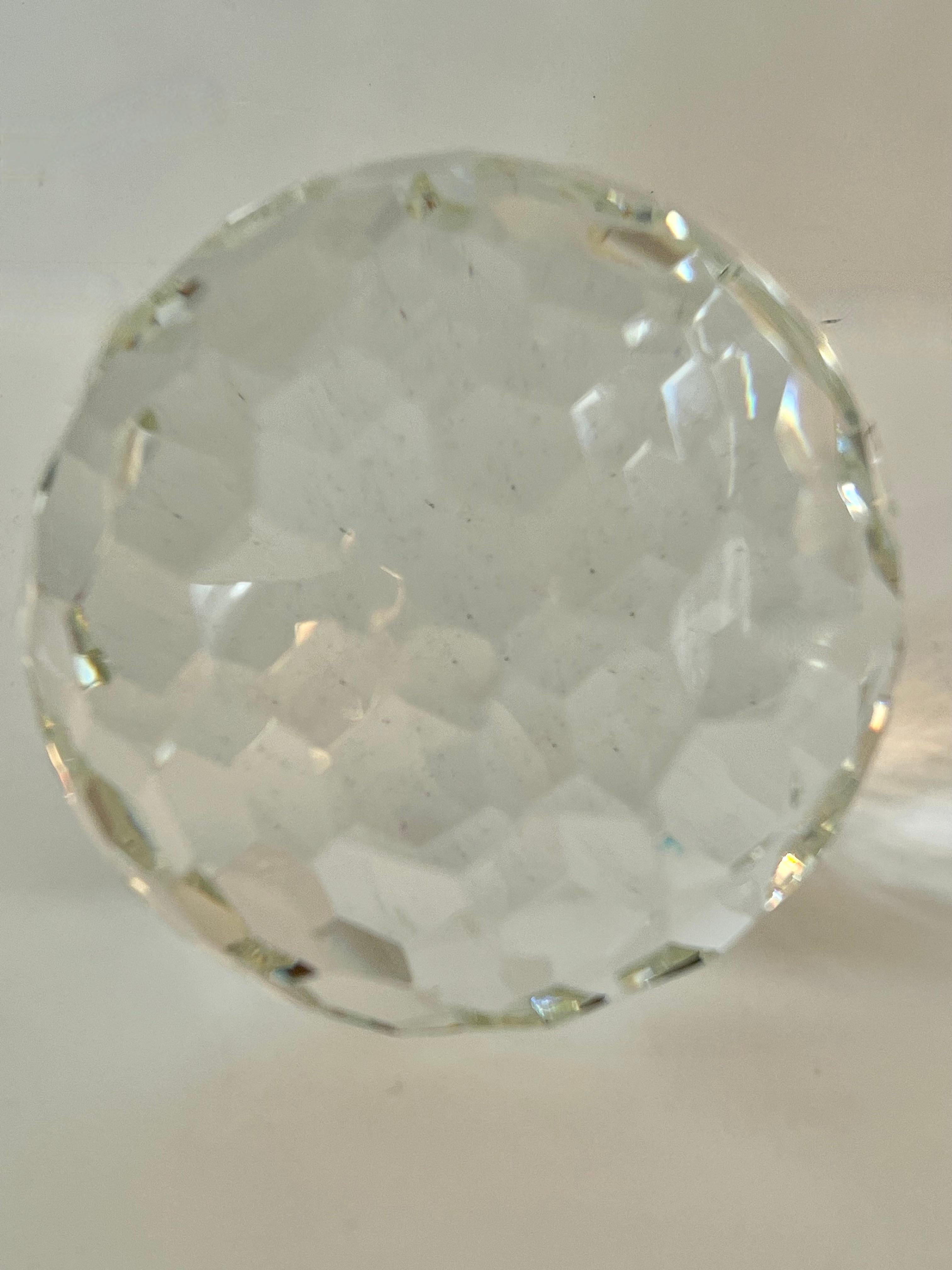 Polished Large Cut Crystal Multi-Faceted Paperweight  For Sale