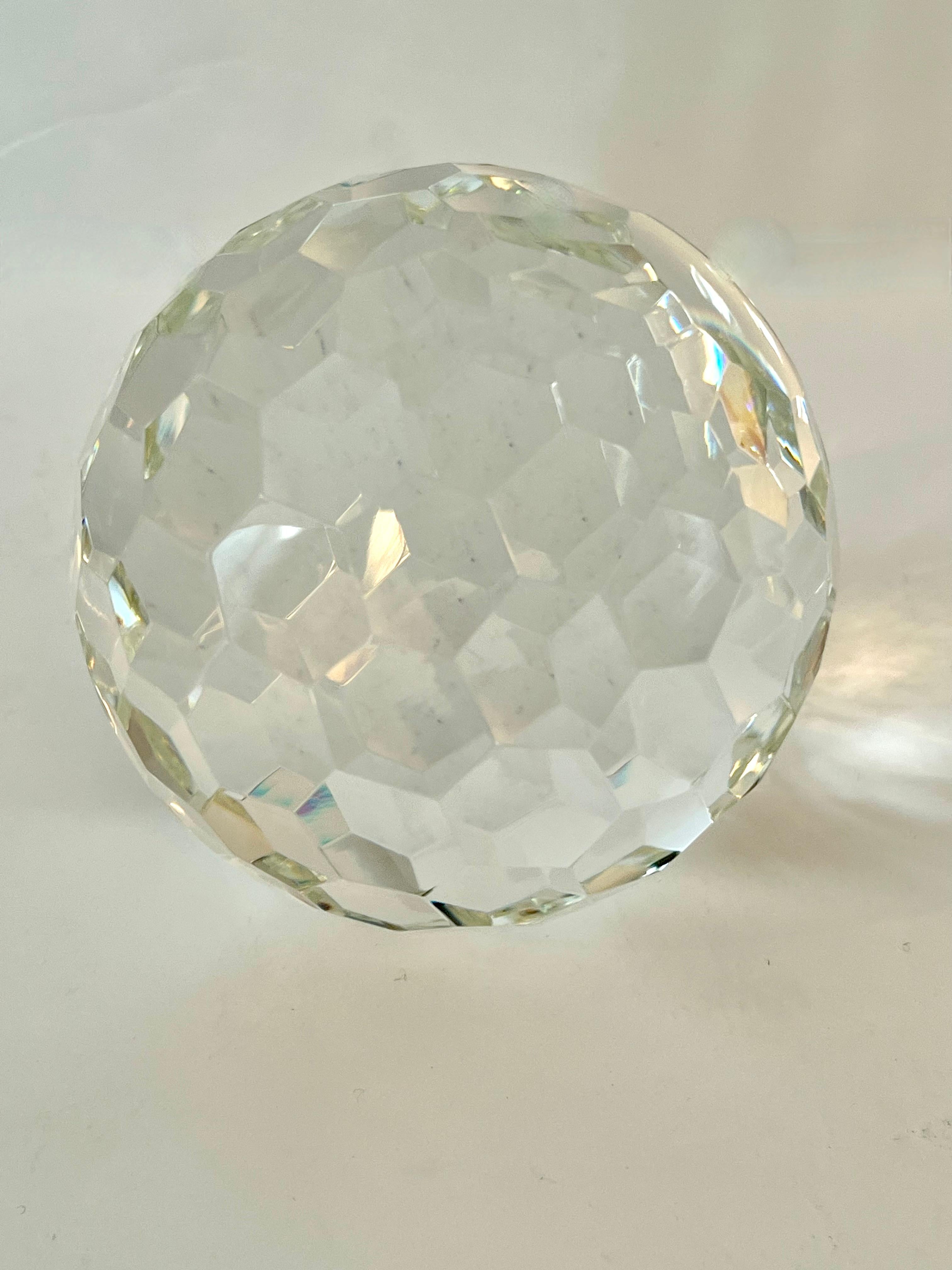 Cut Glass Large Cut Crystal Multi-Faceted Paperweight  For Sale