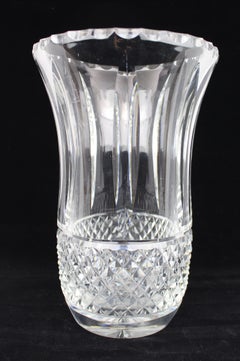 Large Cut Crystal Vase with Diamond and Fluted Detail