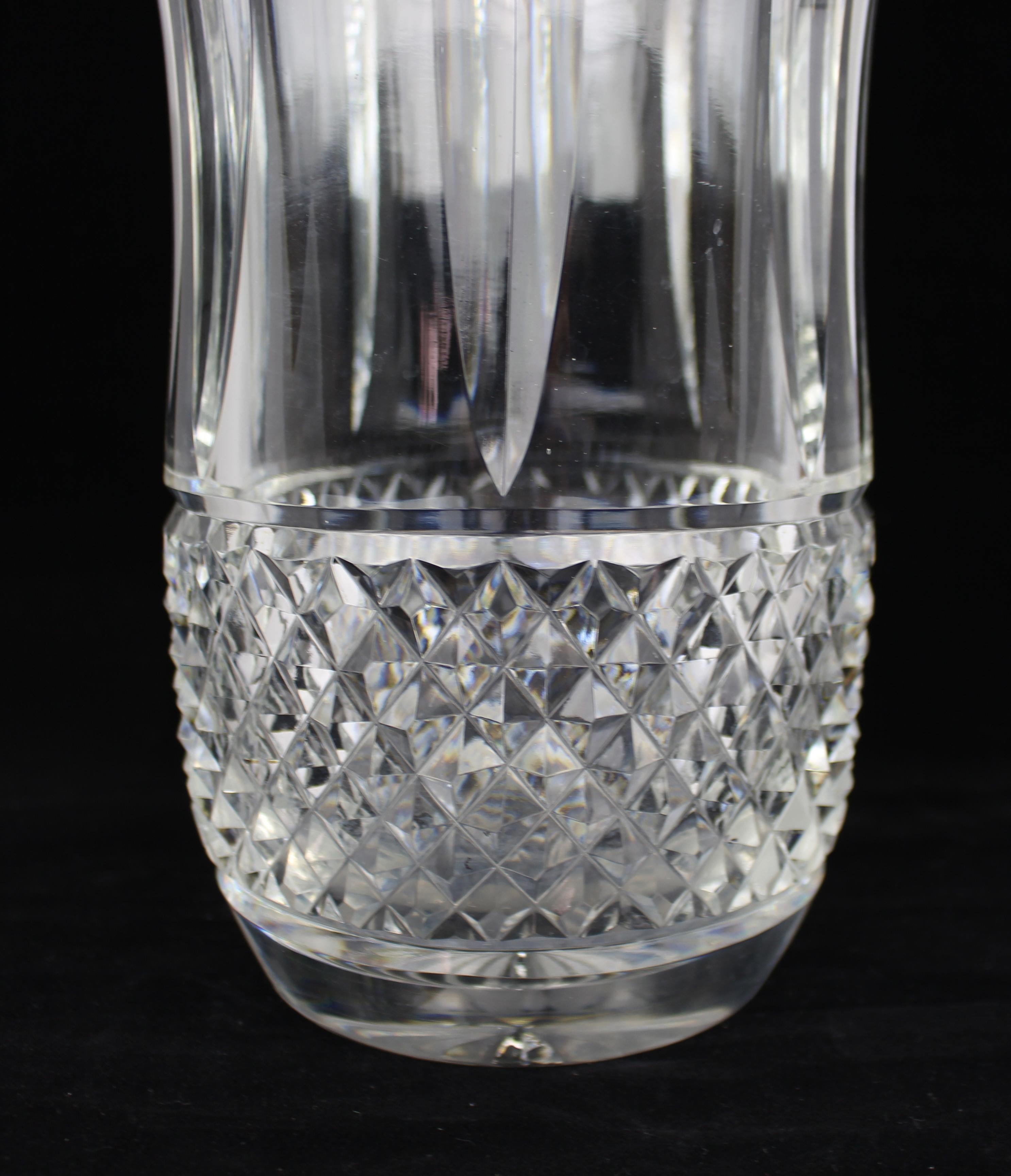 20th Century Large Cut Crystal Vase with Diamond and Fluted Detail For Sale