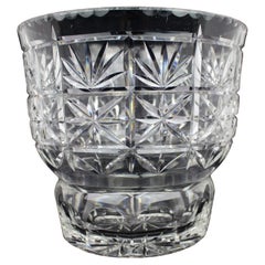 Large Cut Crystal Vase with Diamond and Fluted Detail