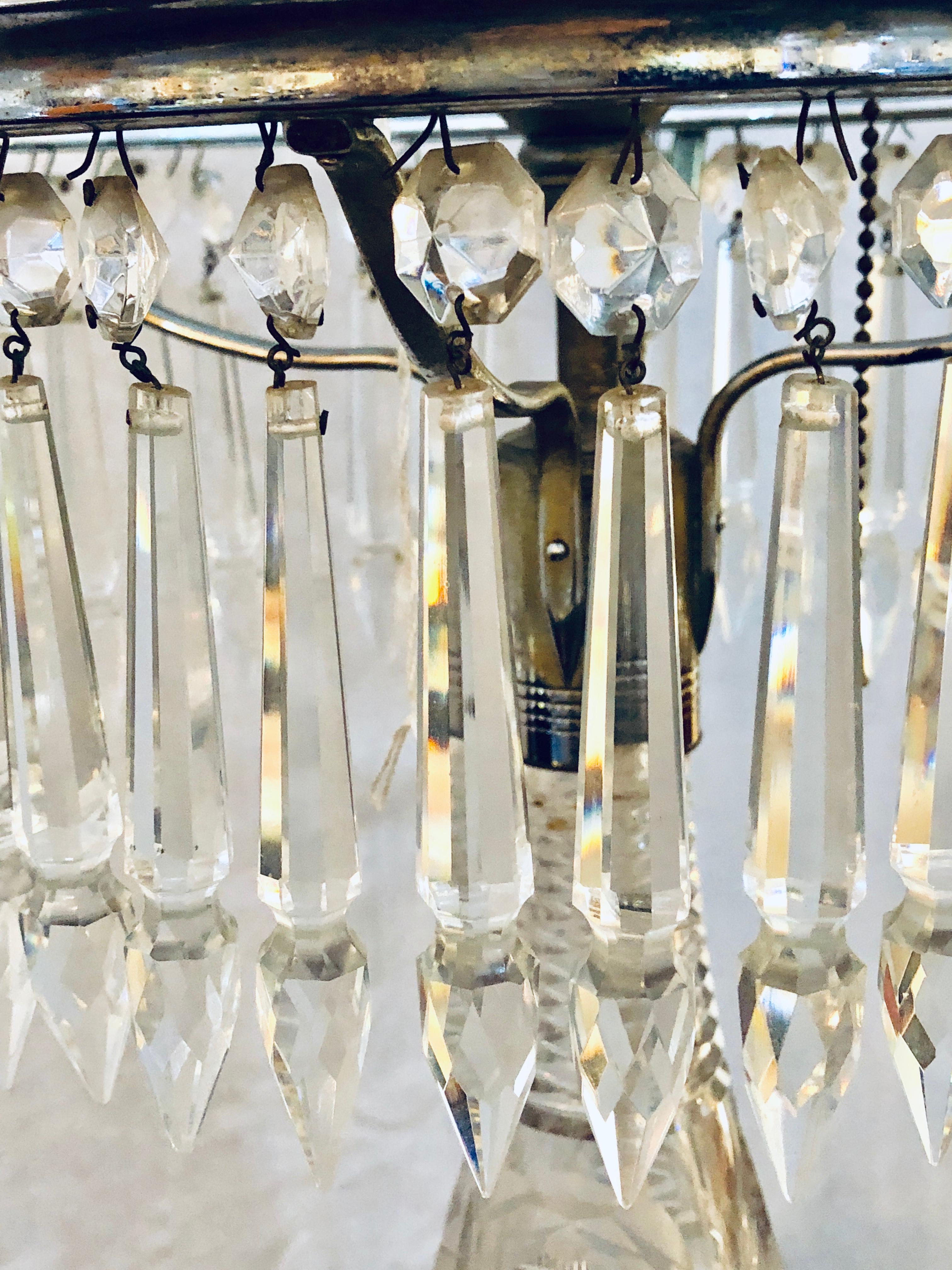 Large Cut Glass and Crystal Domed Shaded Table Lamp 6