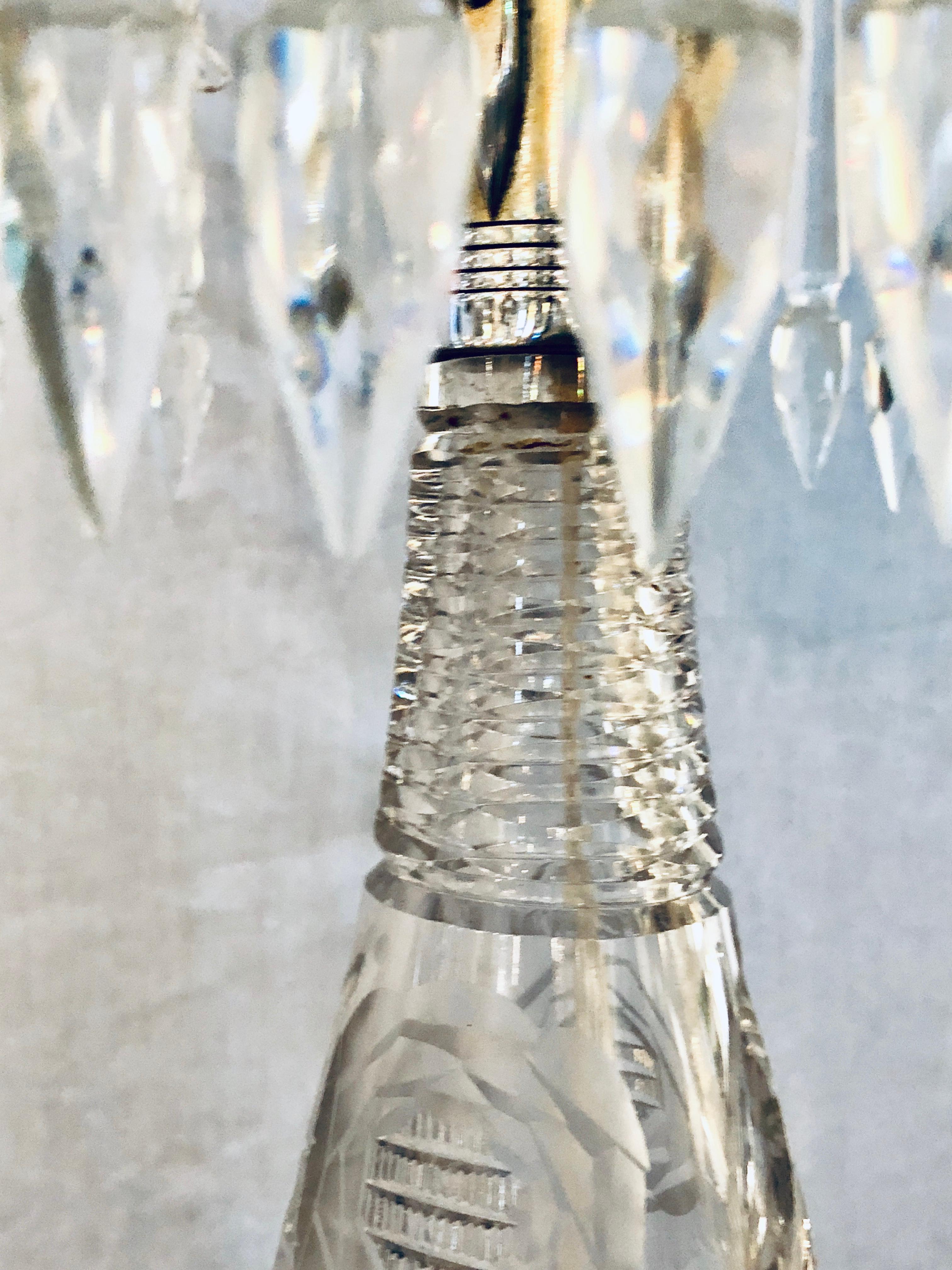 Large Cut Glass and Crystal Domed Shaded Table Lamp 7