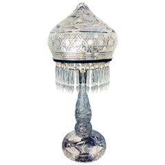 Large Cut Glass and Crystal Domed Shaded Table Lamp