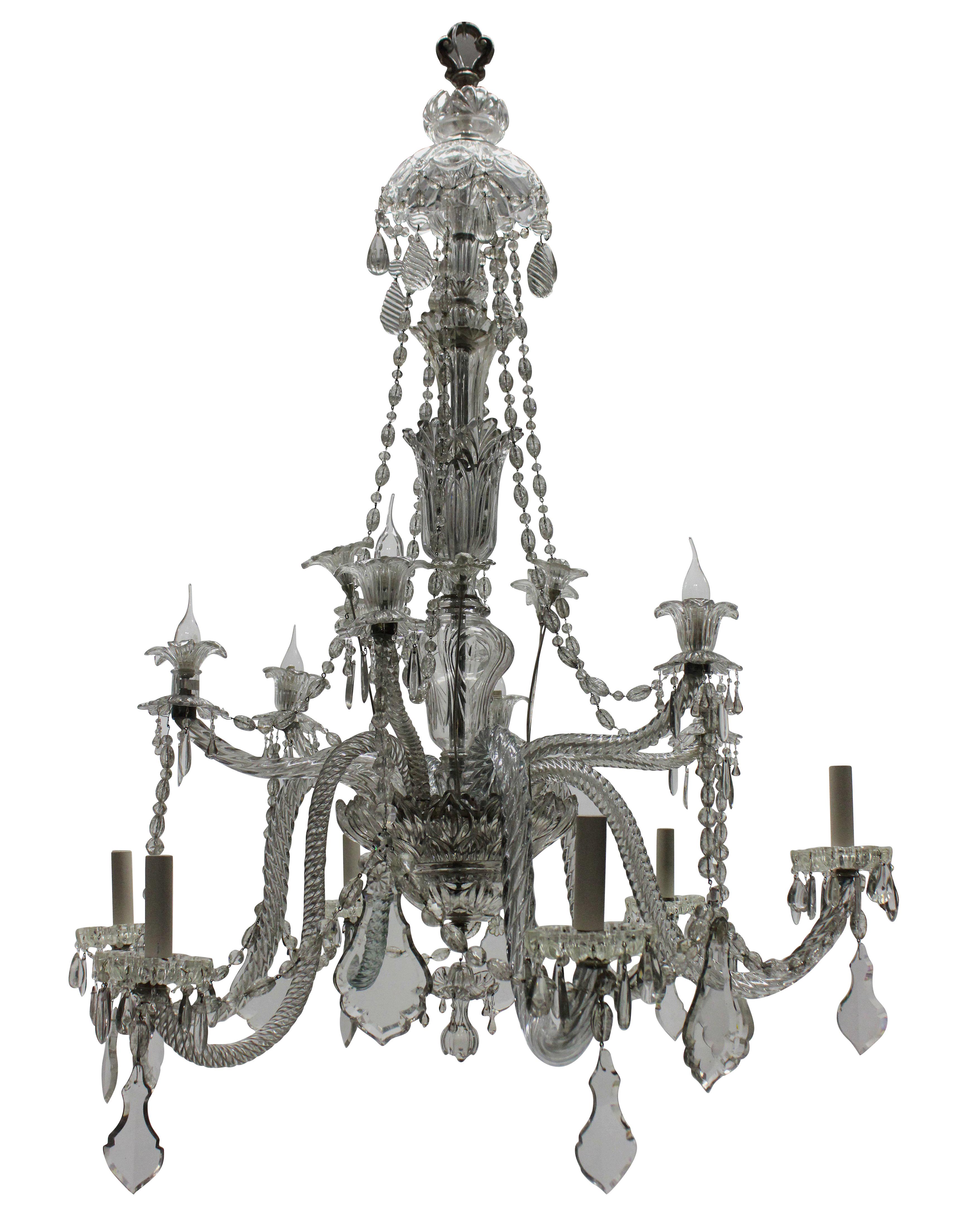 French Large Cut Glass Baccarat Chandelier
