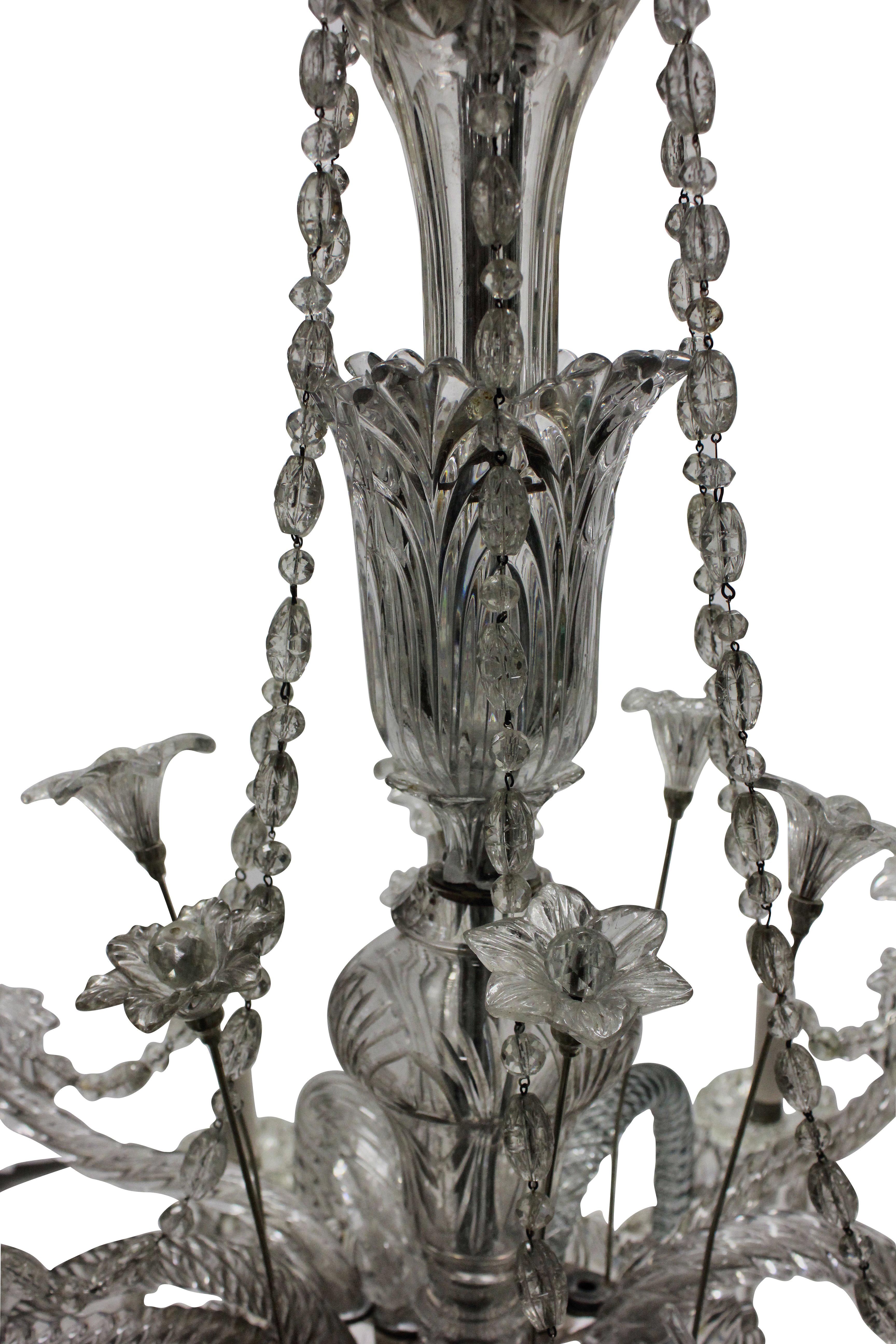 Large Cut Glass Baccarat Chandelier 2