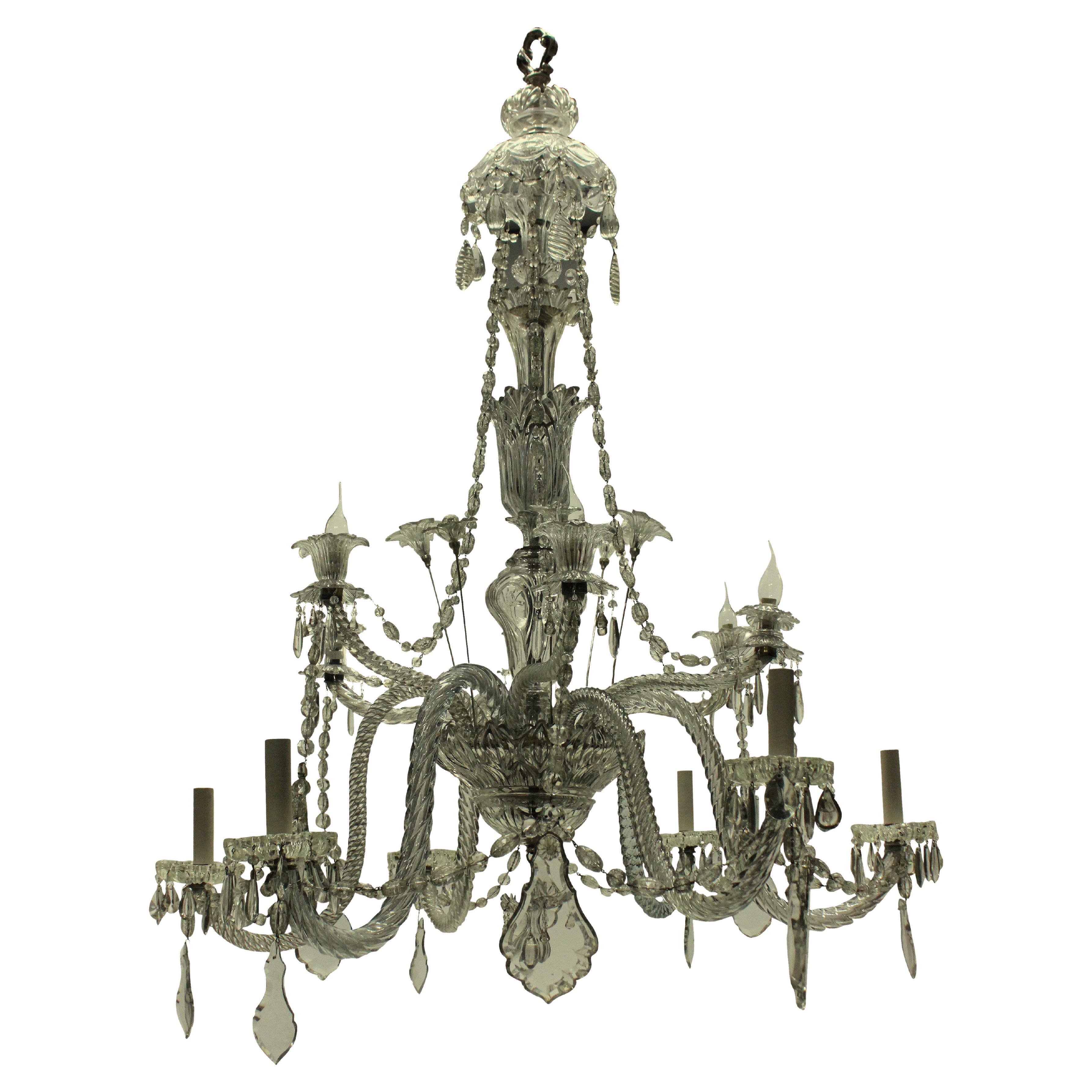 Large Cut-Glass Baccarat Chandelier