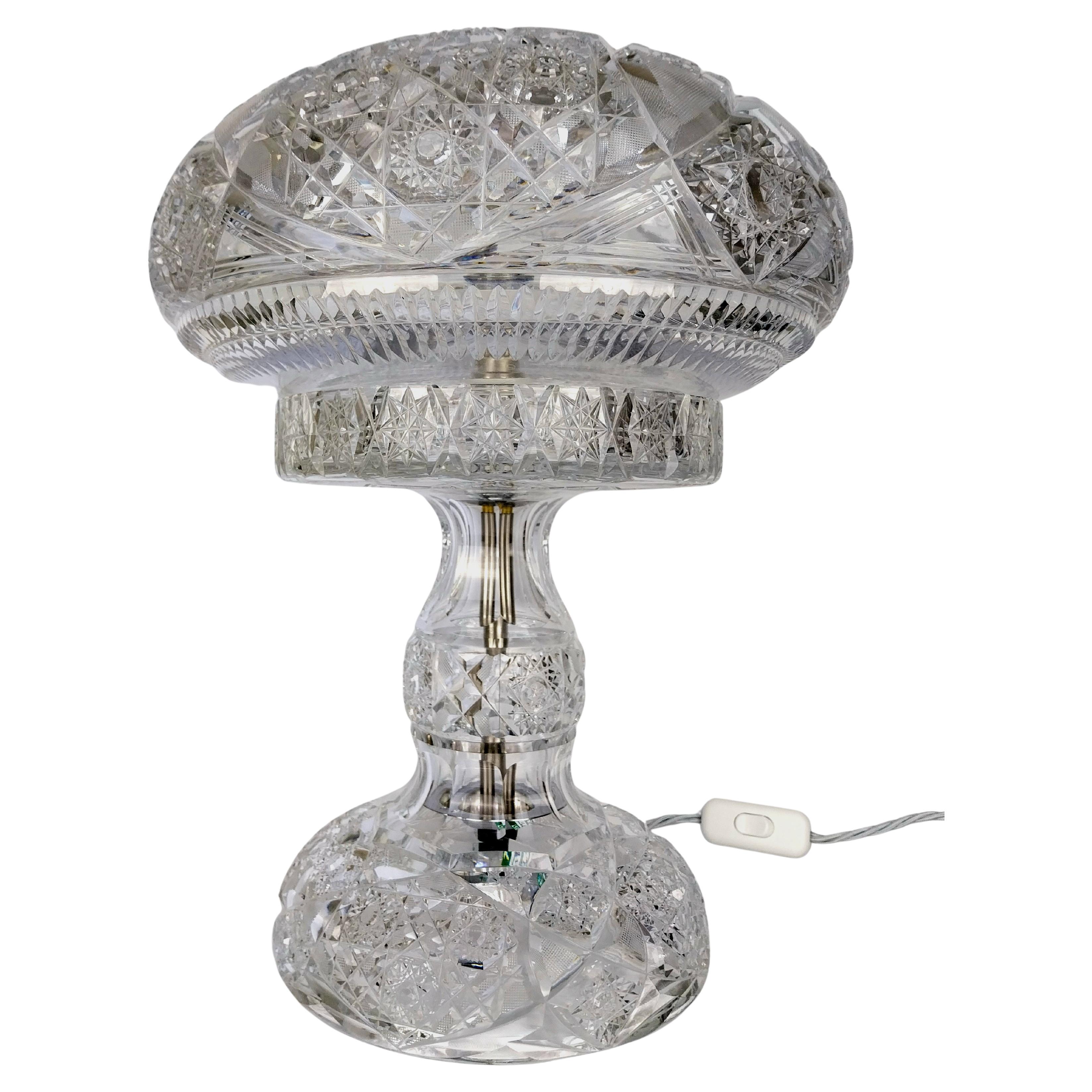 Large Cut Glass Deco Table Lamp