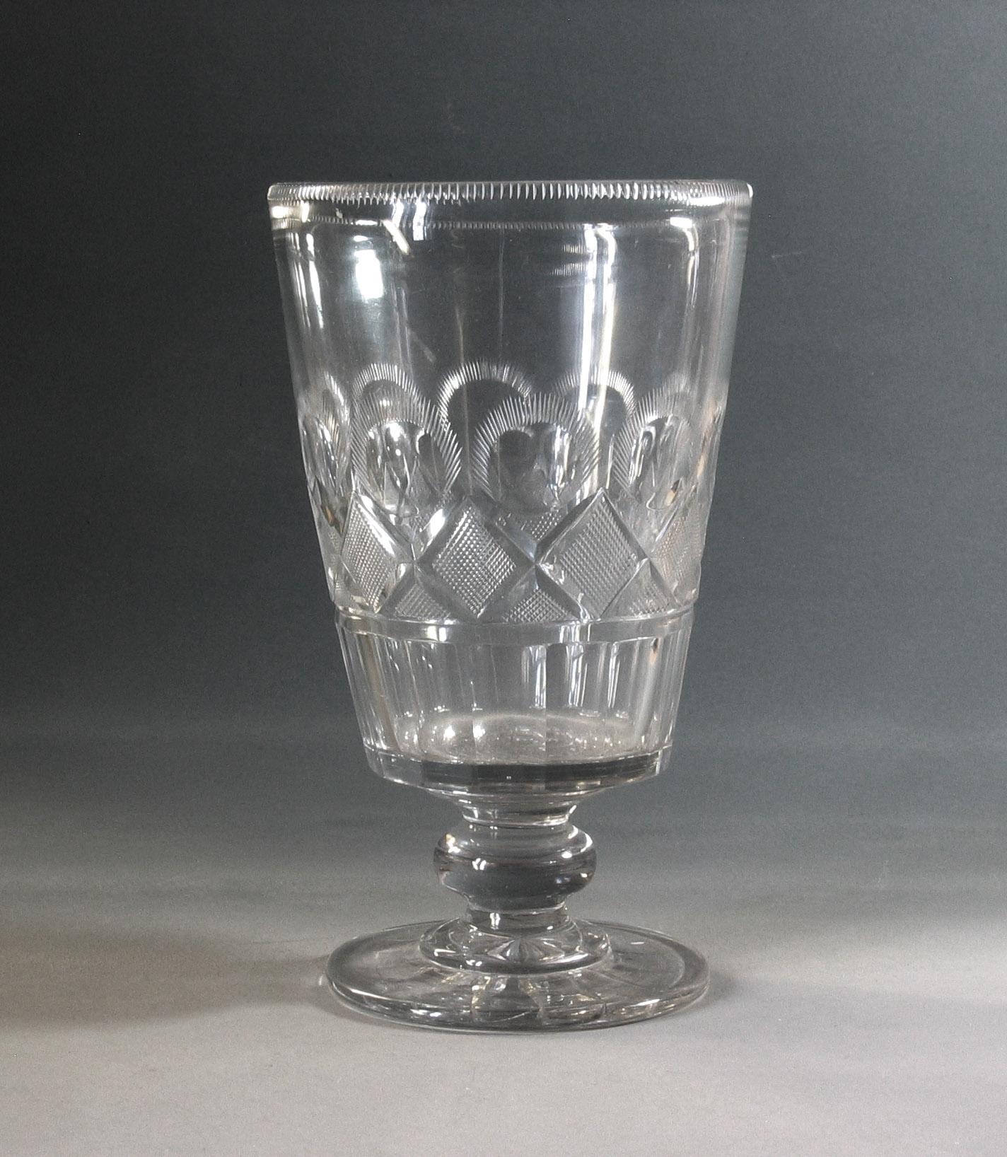English Large Cut Glass Regency Celery Vase, Circa 1820 For Sale