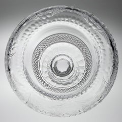 Large Cut Glass Turnover Rim Pedestal Bowl, 20th Century