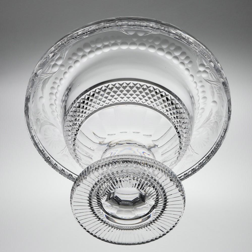 Georgian Large Cut Glass Turnover Rim Pedestal Bowl, 20th Century For Sale