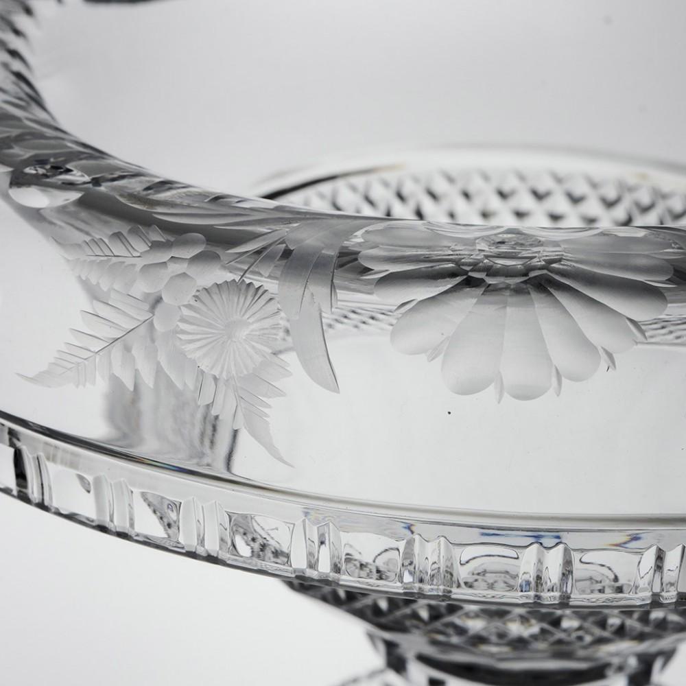 Large Cut Glass Turnover Rim Pedestal Bowl, 20th Century For Sale 2