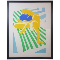 Vintage Large Cut-Out Art Pre-Proof Print of Stylised Nude by R.L.Wilson 1981