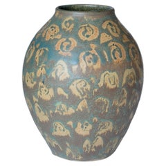 Large Cyan Swirl Pattern Vase