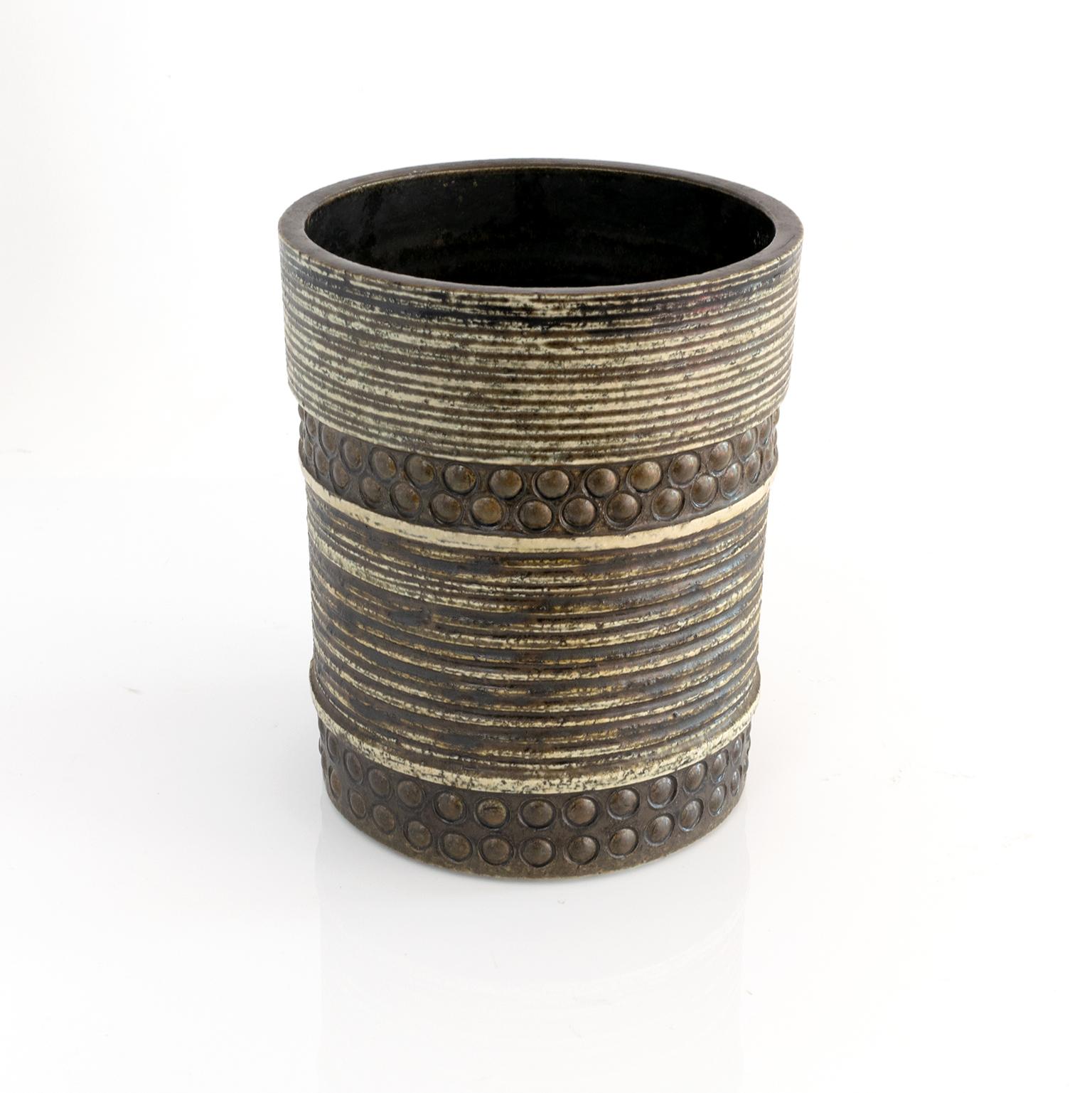 Scandinavian Modern Large Cylinder Shaped Vase by Britt-Louise Sundell for Gustavsberg, Sweden