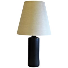 Large Cylindrical Black Satin Glaze Ceramic Lotte Lamp