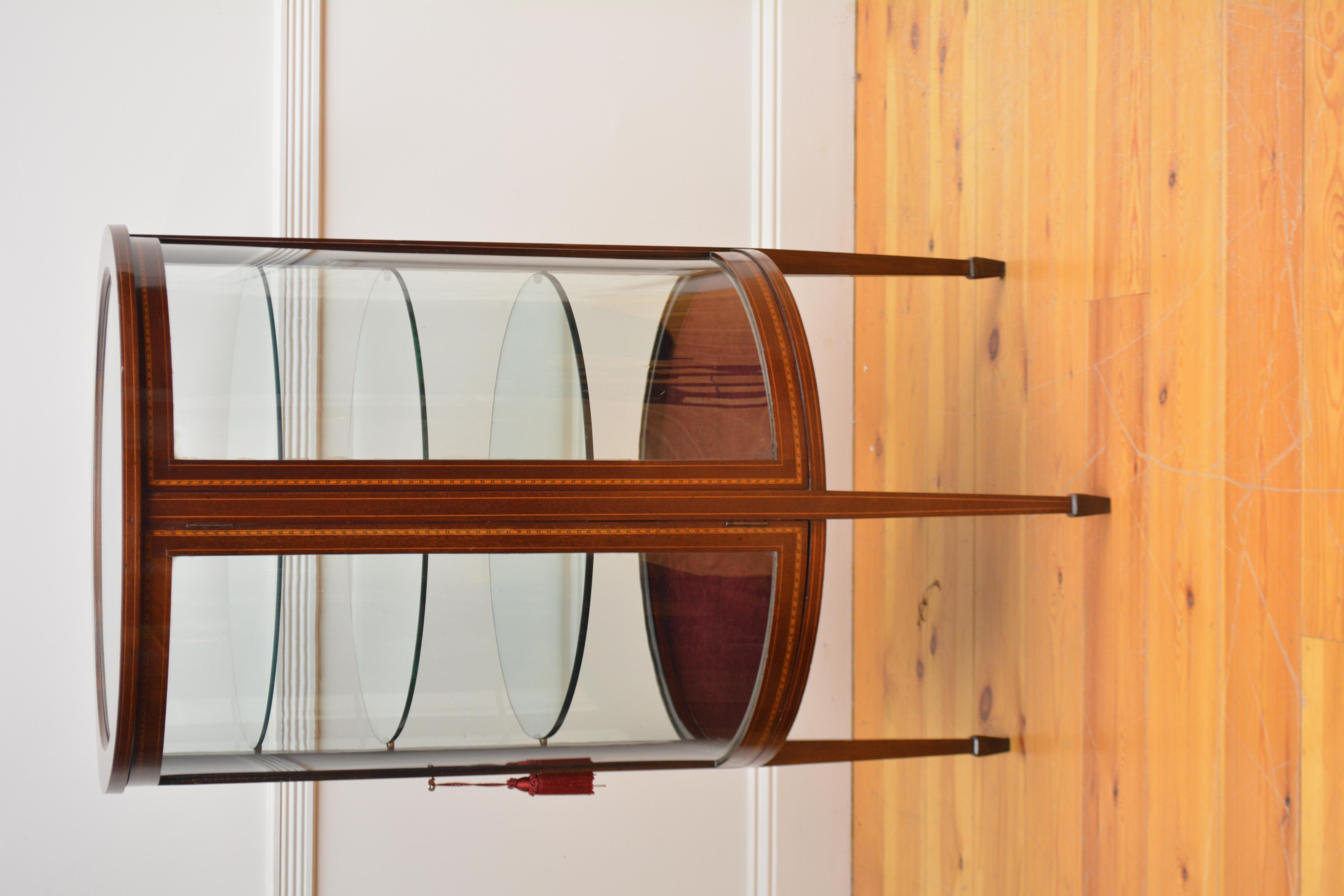 English Large Cylindrical Edwardian Display Cabinet For Sale