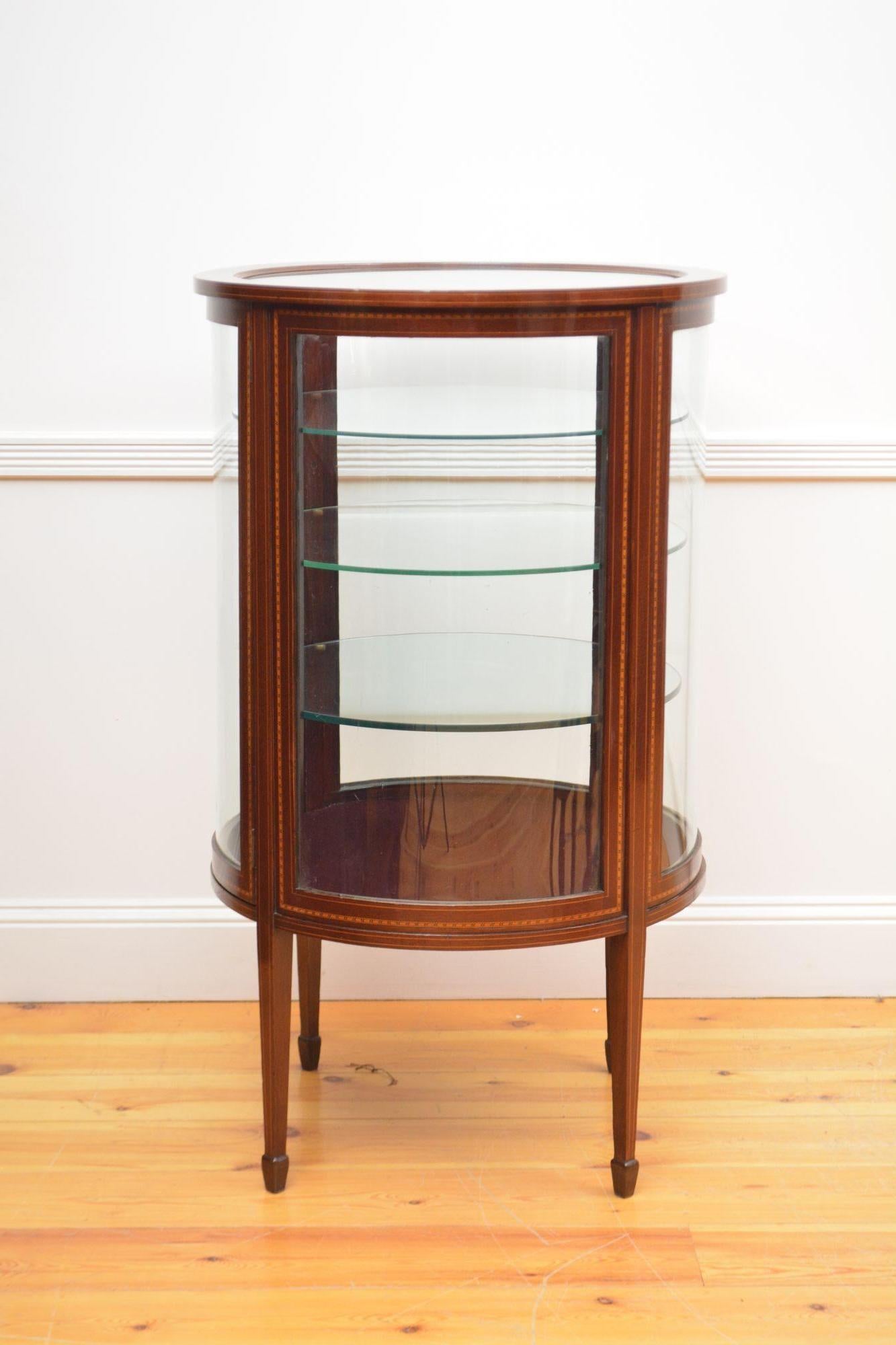 British Large Cylindrical Edwardian Display Cabinet For Sale