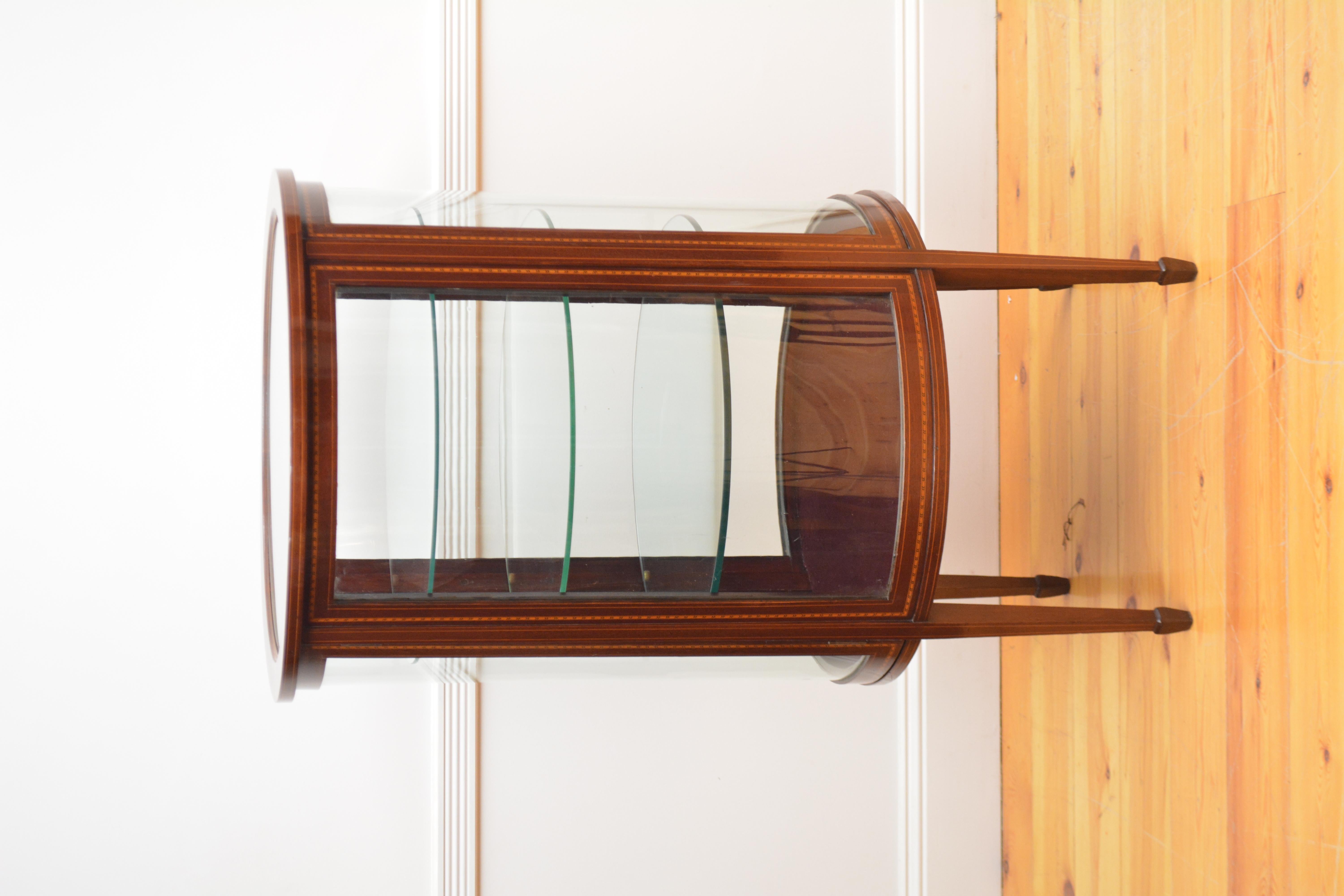 Large Cylindrical Edwardian Display Cabinet In Good Condition For Sale In High Peak, GB