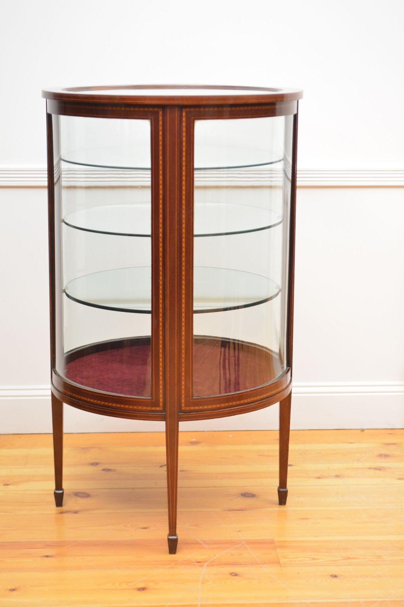 Large Cylindrical Edwardian Display Cabinet In Good Condition For Sale In Whaley Bridge, GB