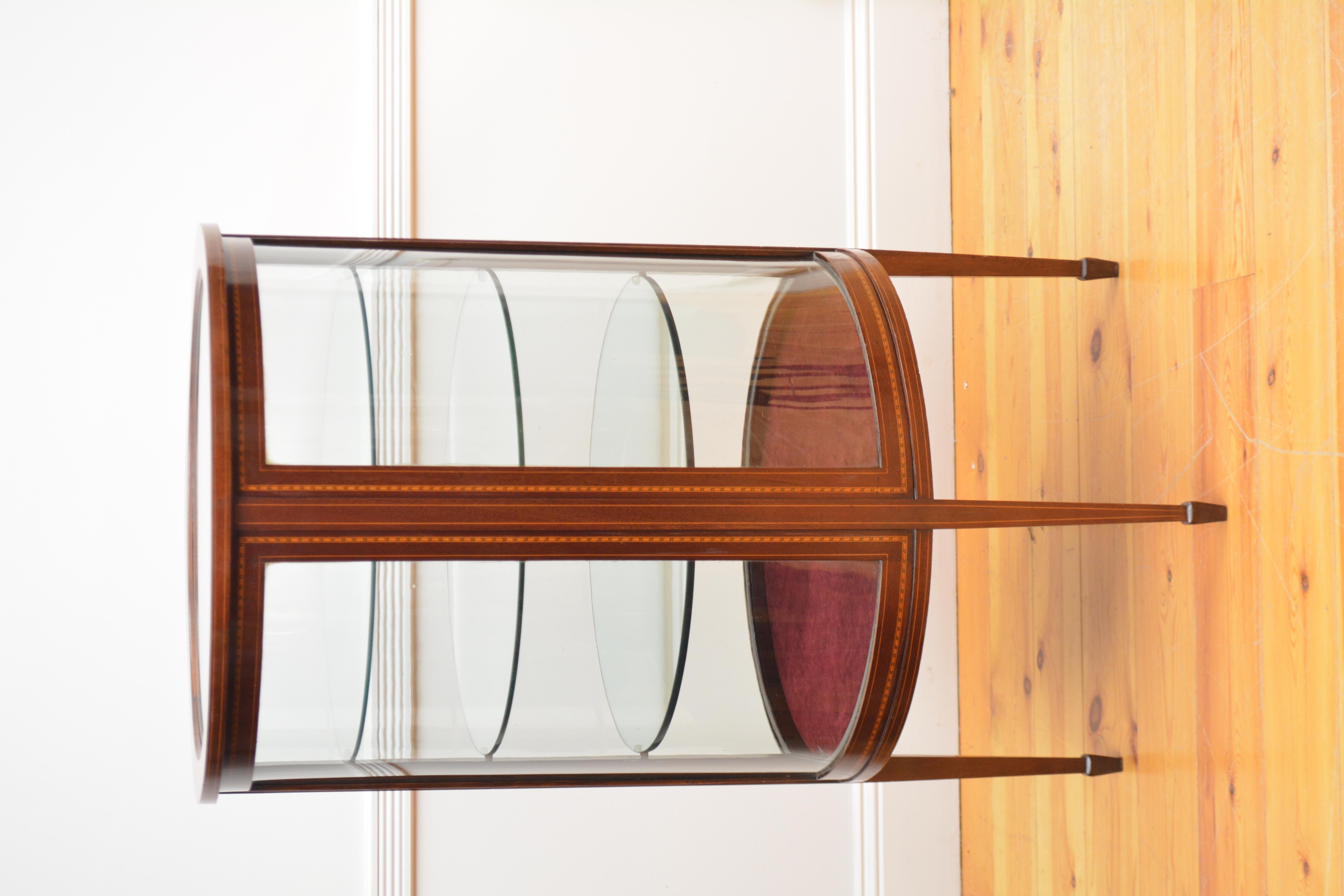 20th Century Large Cylindrical Edwardian Display Cabinet For Sale