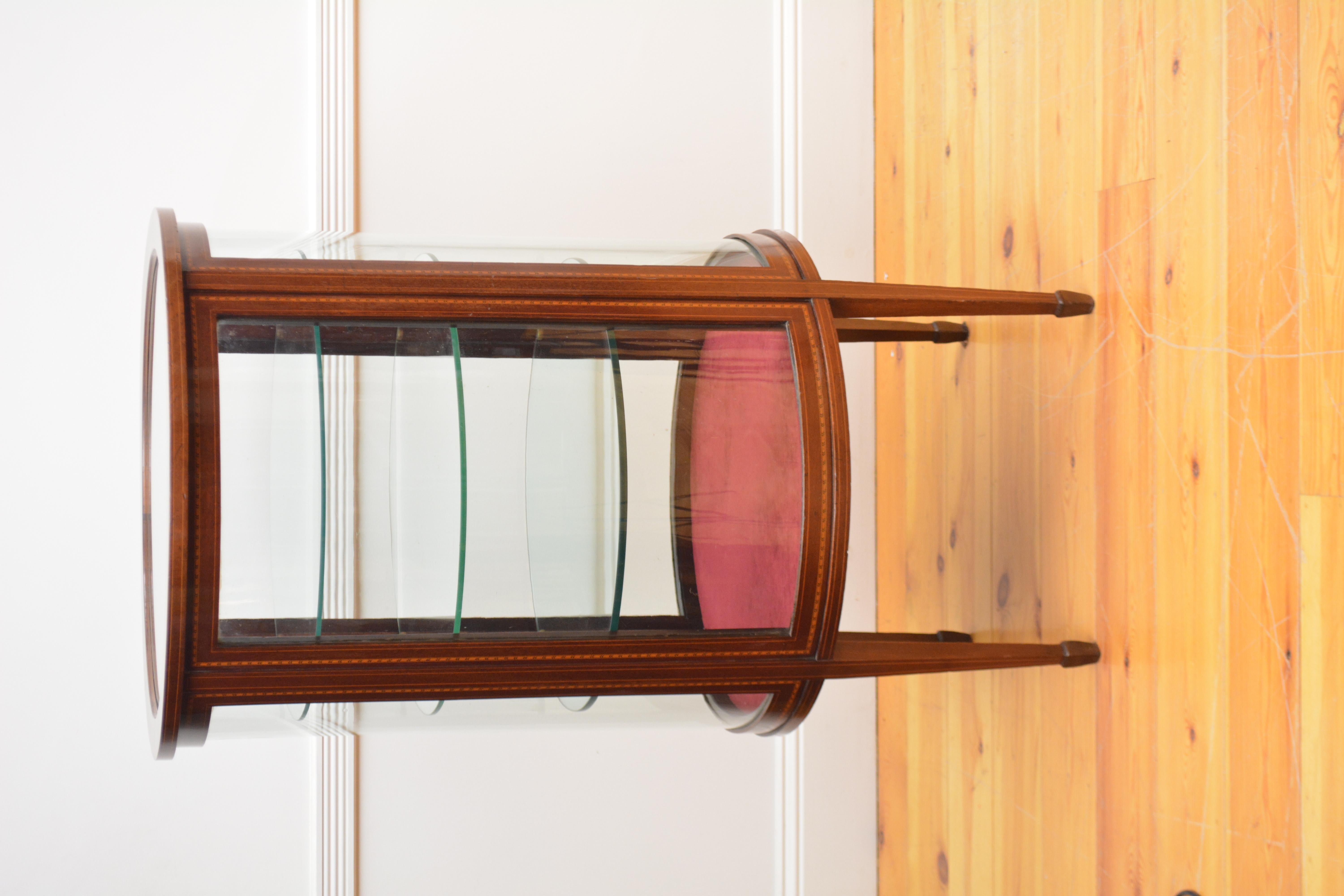 Mahogany Large Cylindrical Edwardian Display Cabinet For Sale