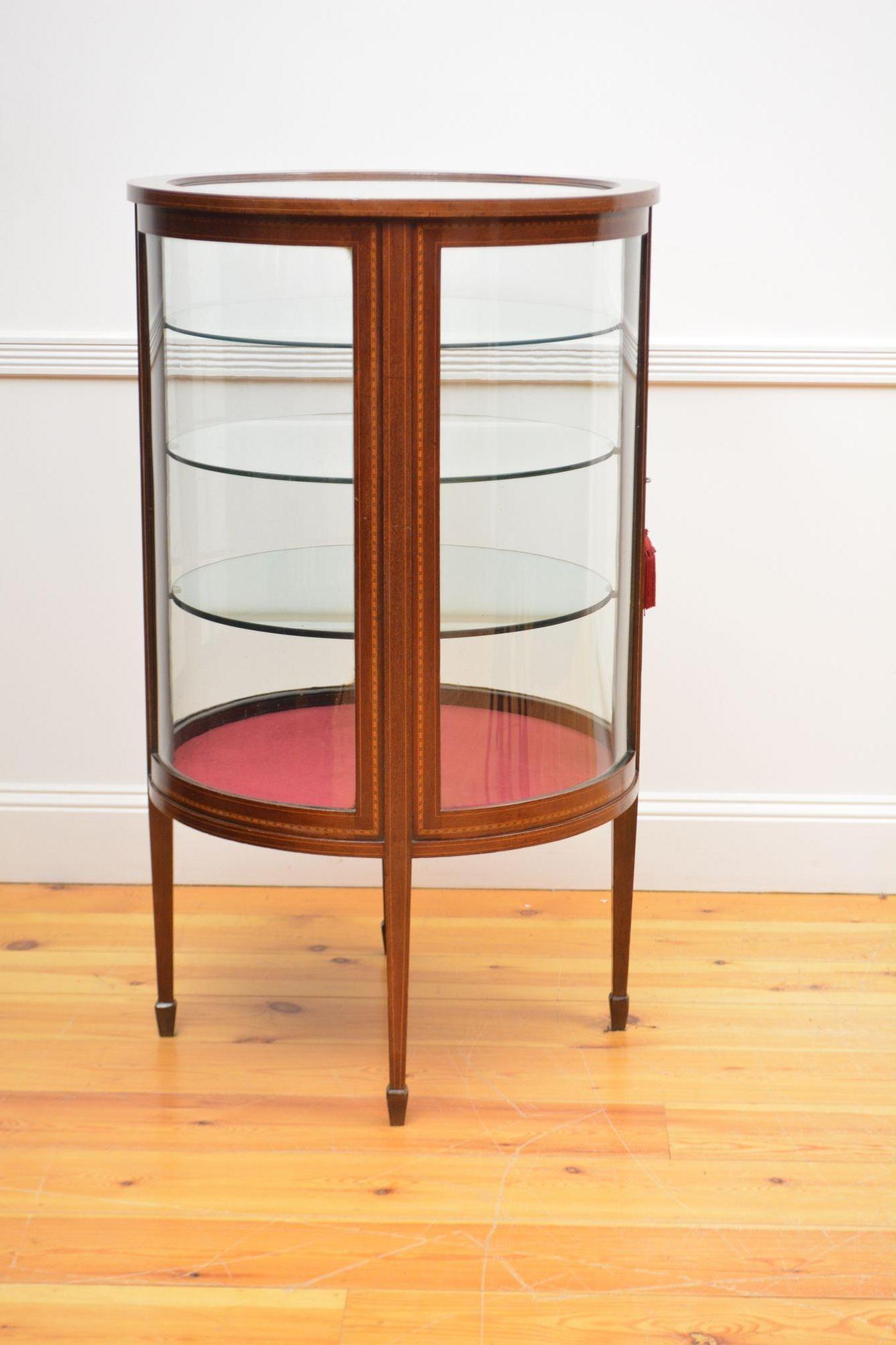 Mahogany Large Cylindrical Edwardian Display Cabinet For Sale