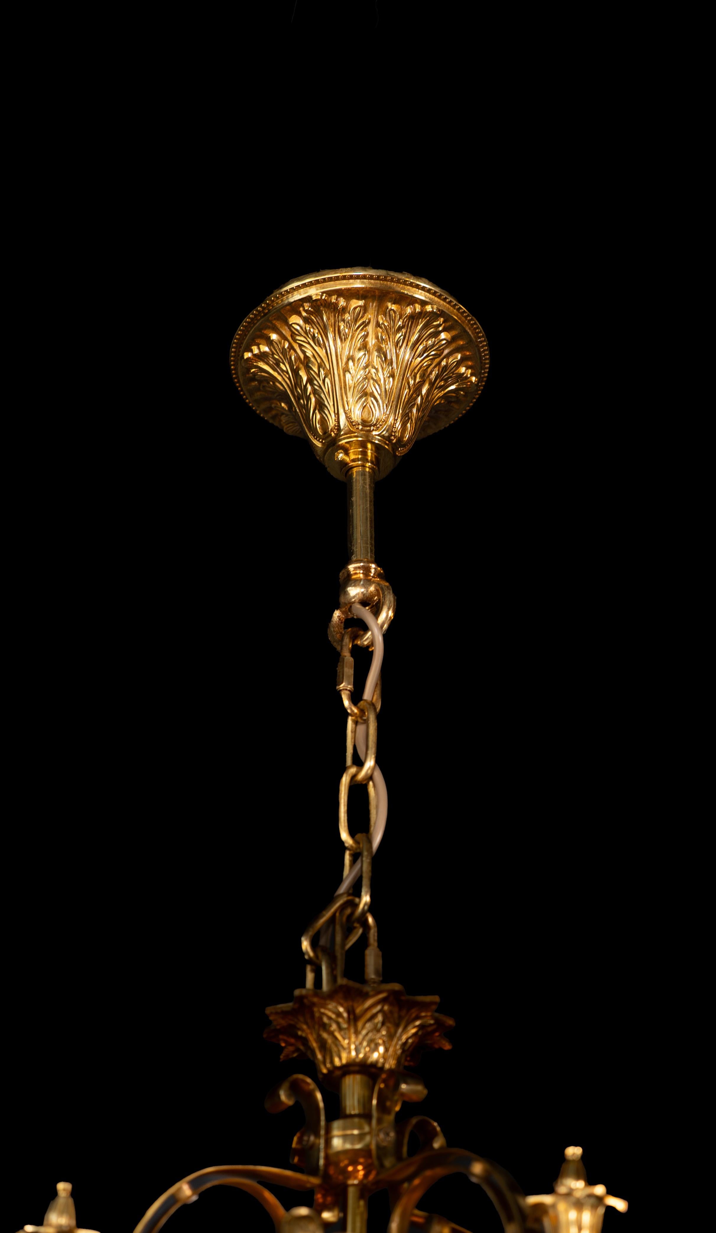 Large Cylindrical Lantern in Louis XVI Style Brass Glass Pendant Lighting XXL For Sale 6