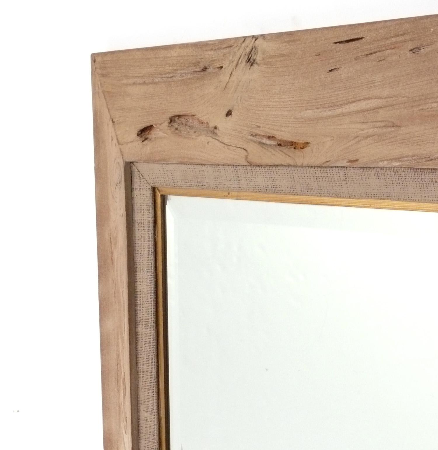 Mid-Century Modern Grand miroir en bois de cyprès 54.25 