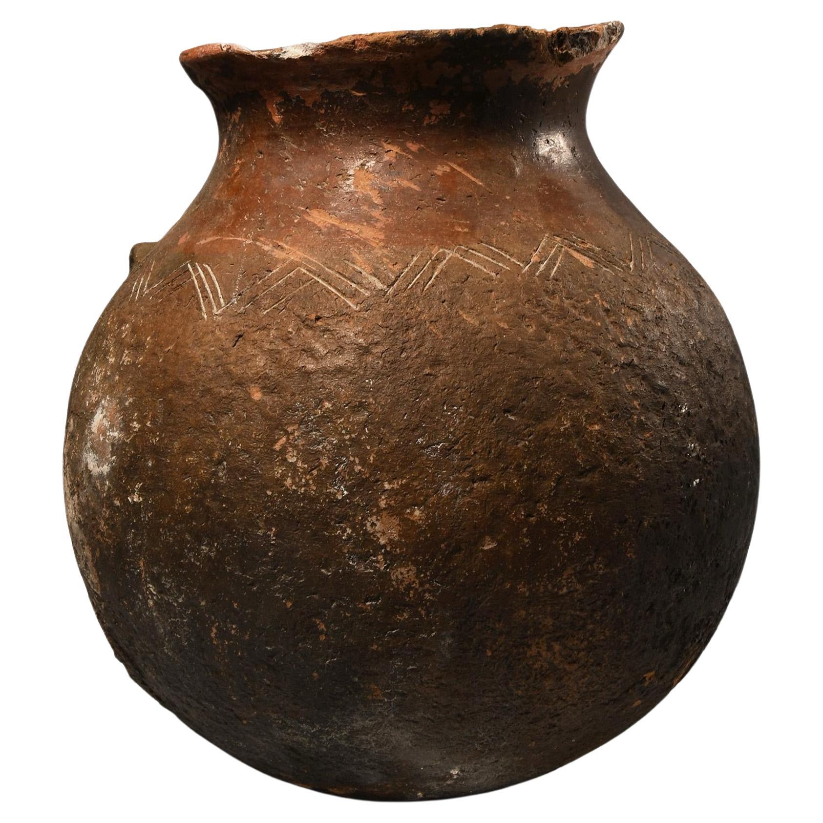 Terracotta Grande vaso cipriota marrone per la conservazione Olla in vendita