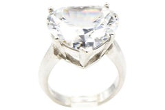 Großer Herz-Sterlingsilber-Cocktail Solitär-Ring, CZ