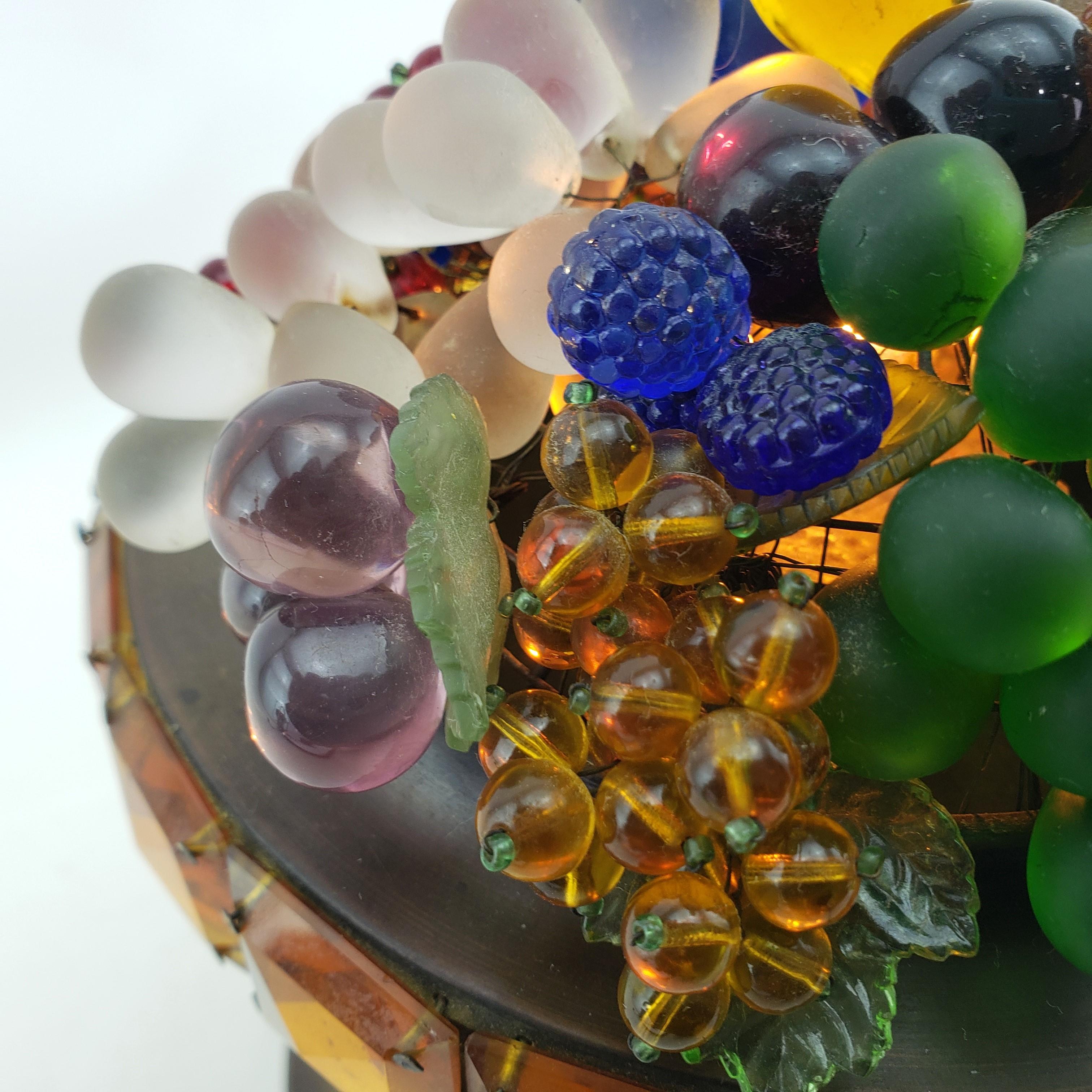 Großer Obstkorb aus Glas aus der Tschechischen Republik auf säulenförmigem Sockel als Akzentleuchte oder Lampe im Angebot 8