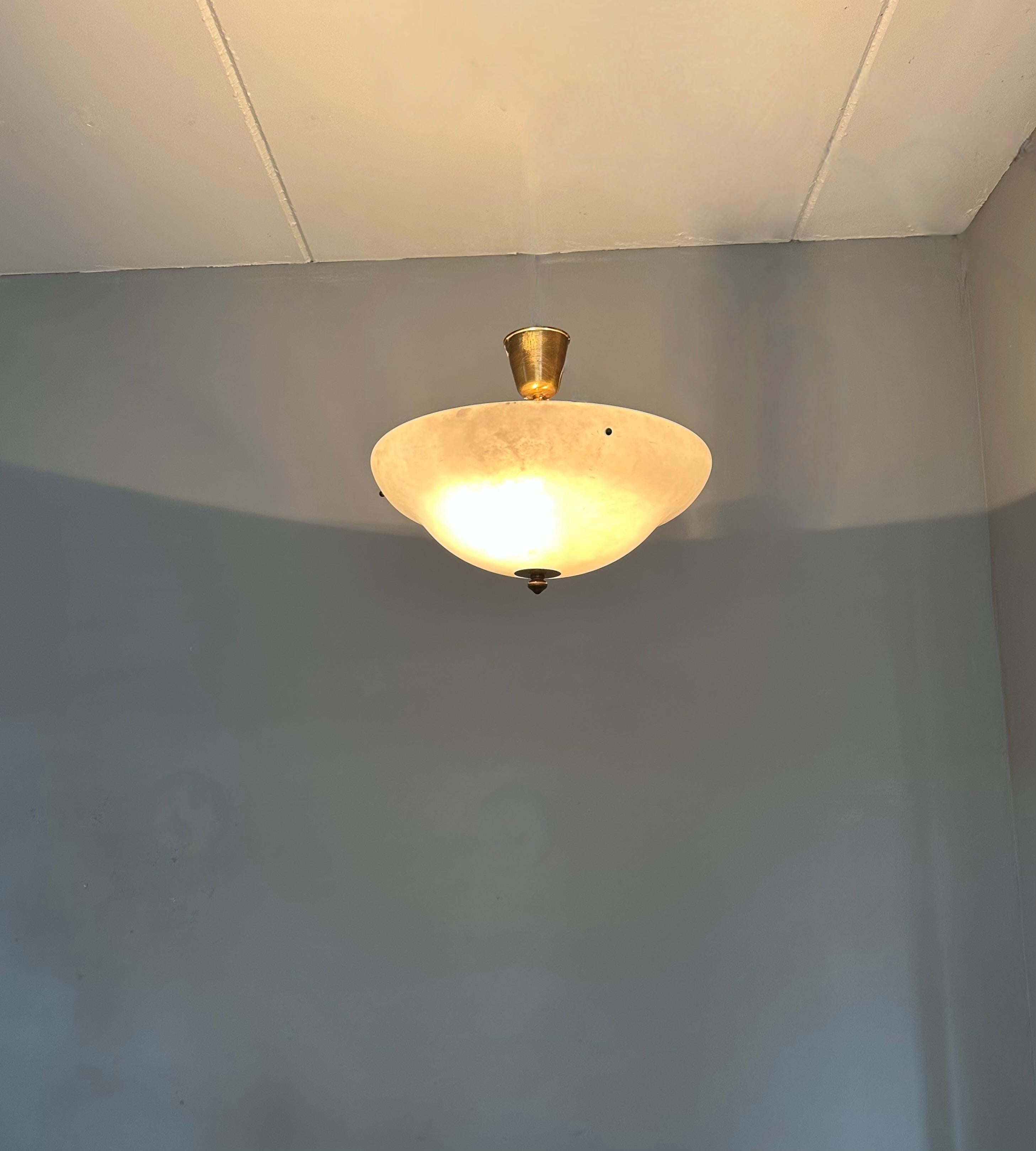 Gran D. 19,5Ø y Alabastro Blanco Puro Estilo Art Decó Empotrable / Lámpara Colgante en venta 3