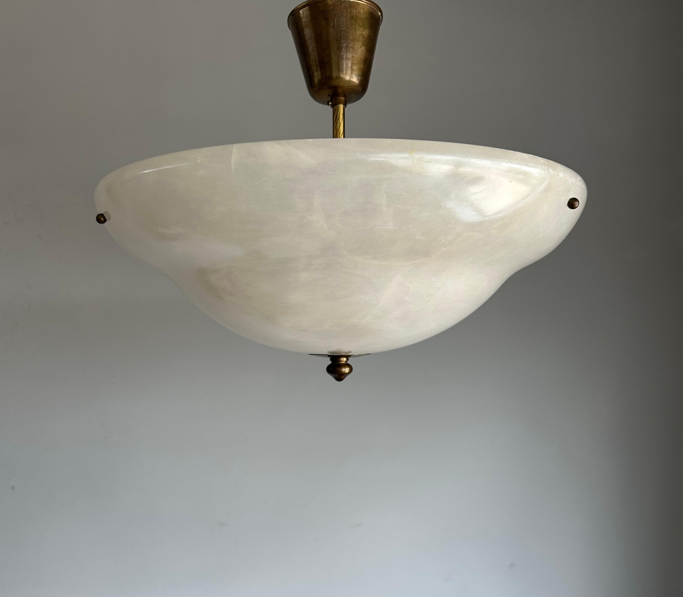 Gran D. 19,5Ø y Alabastro Blanco Puro Estilo Art Decó Empotrable / Lámpara Colgante en venta 4