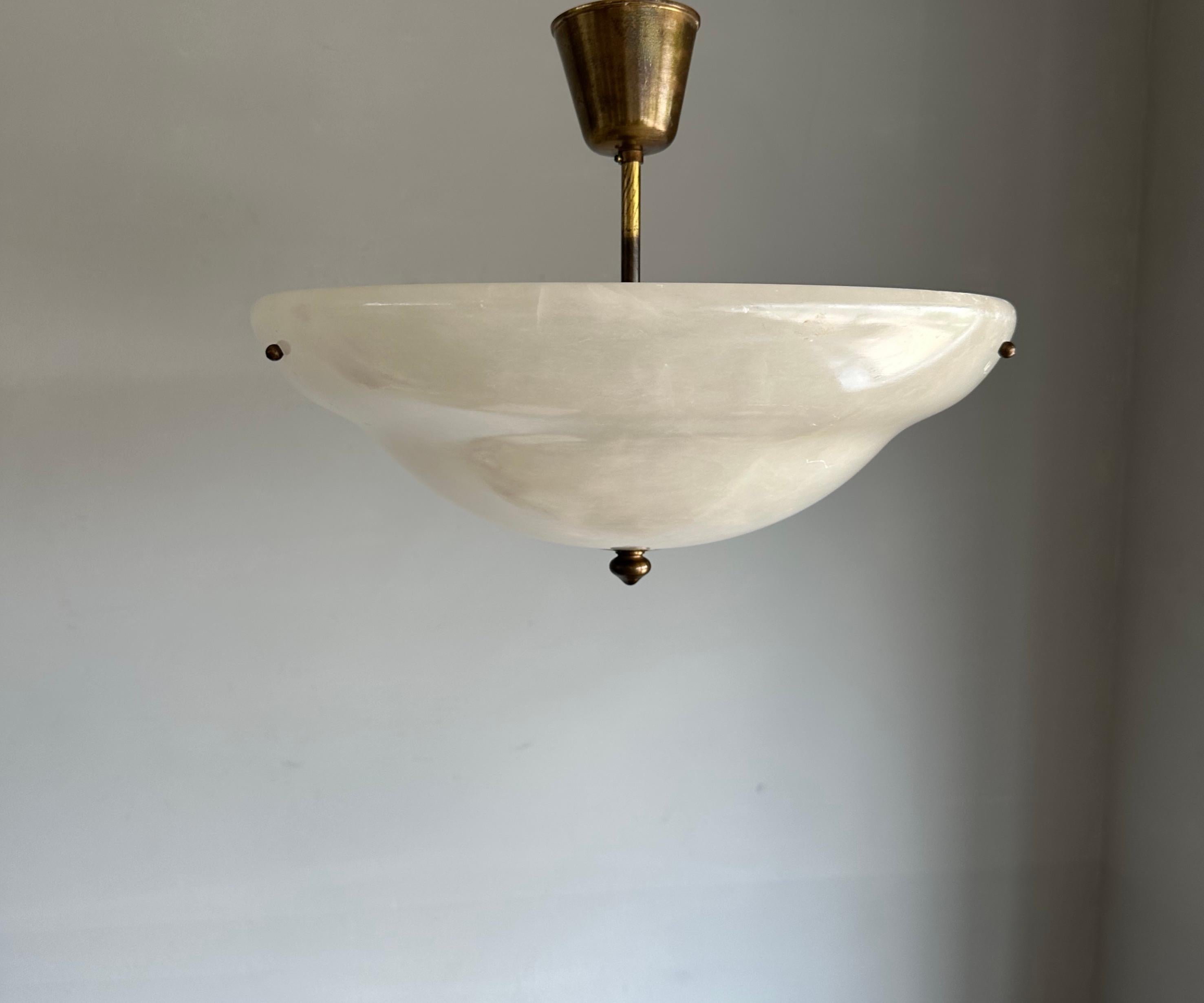 Gran D. 19,5Ø y Alabastro Blanco Puro Estilo Art Decó Empotrable / Lámpara Colgante en venta 5