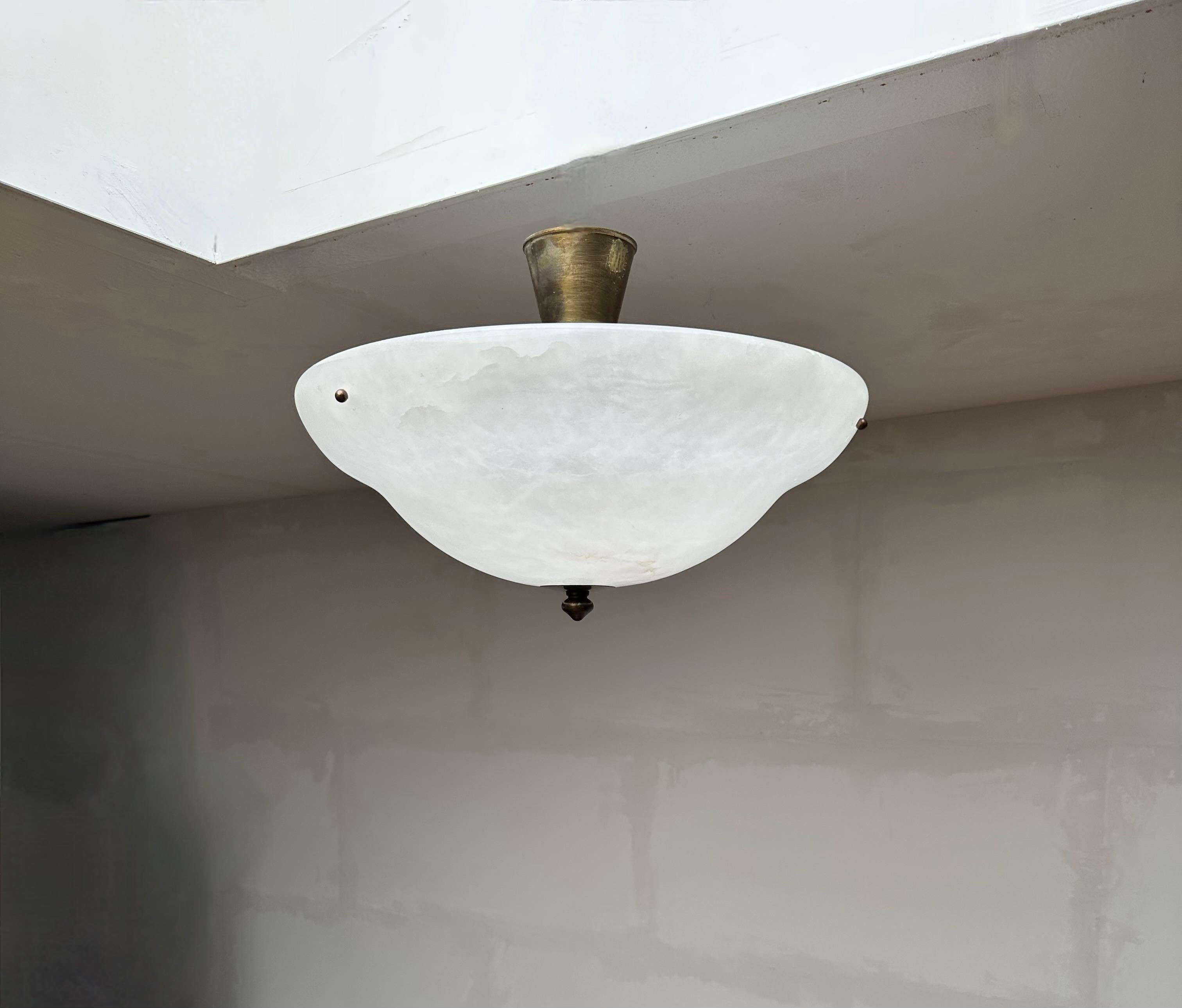 Gran D. 19,5Ø y Alabastro Blanco Puro Estilo Art Decó Empotrable / Lámpara Colgante en venta 7