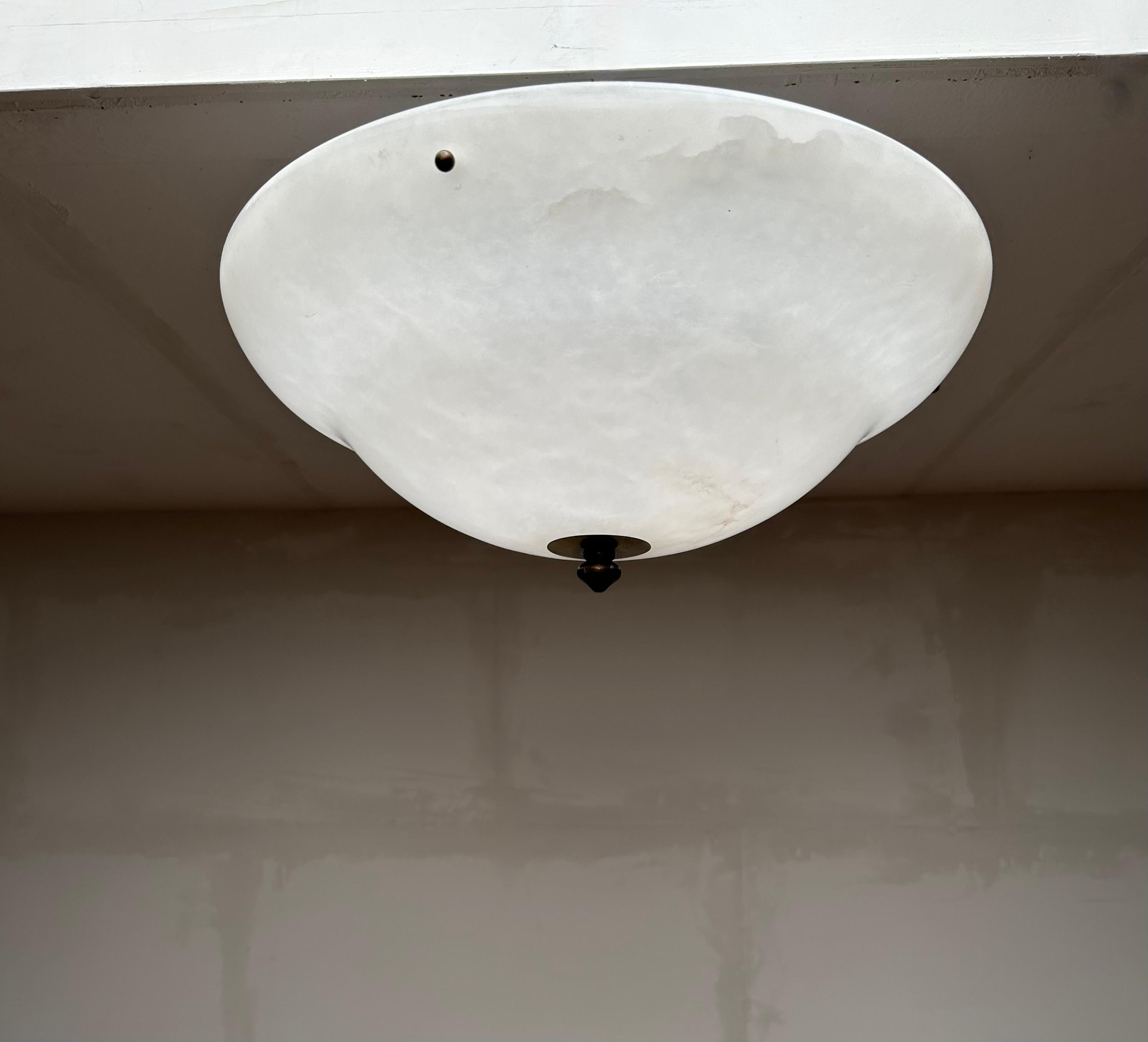 Gran D. 19,5Ø y Alabastro Blanco Puro Estilo Art Decó Empotrable / Lámpara Colgante en venta 8