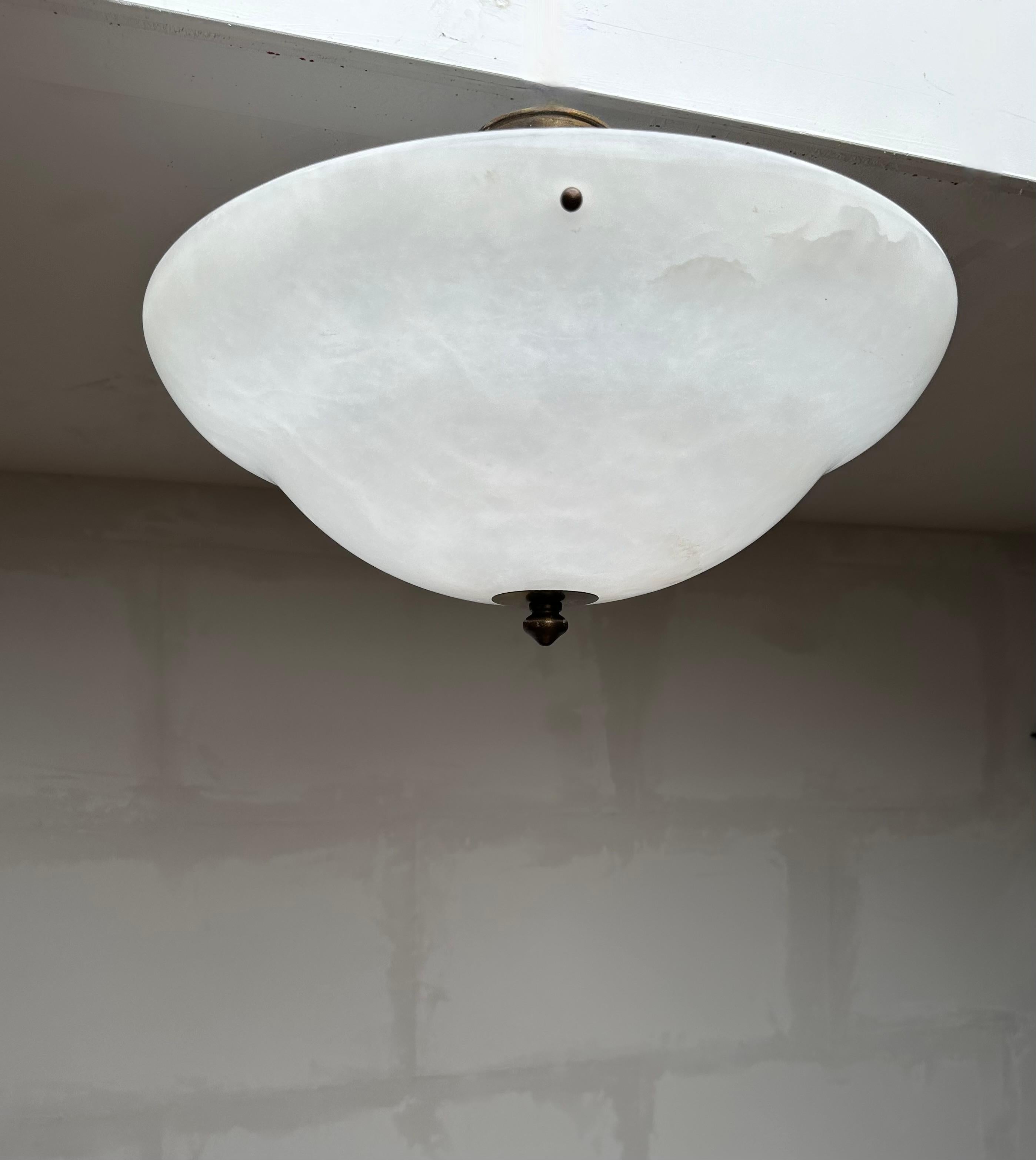 Gran D. 19,5Ø y Alabastro Blanco Puro Estilo Art Decó Empotrable / Lámpara Colgante en venta 10