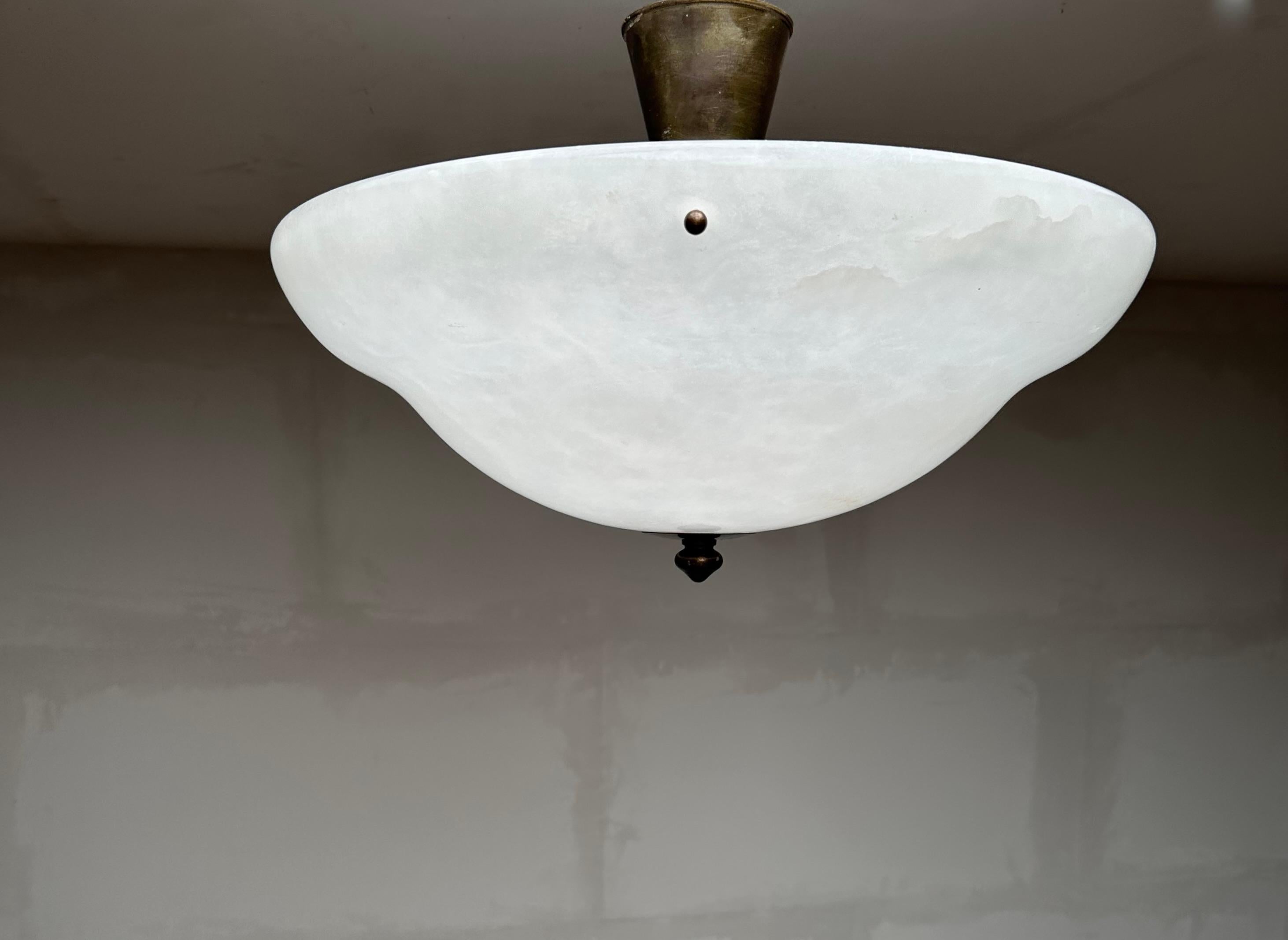 Gran D. 19,5Ø y Alabastro Blanco Puro Estilo Art Decó Empotrable / Lámpara Colgante en venta 11