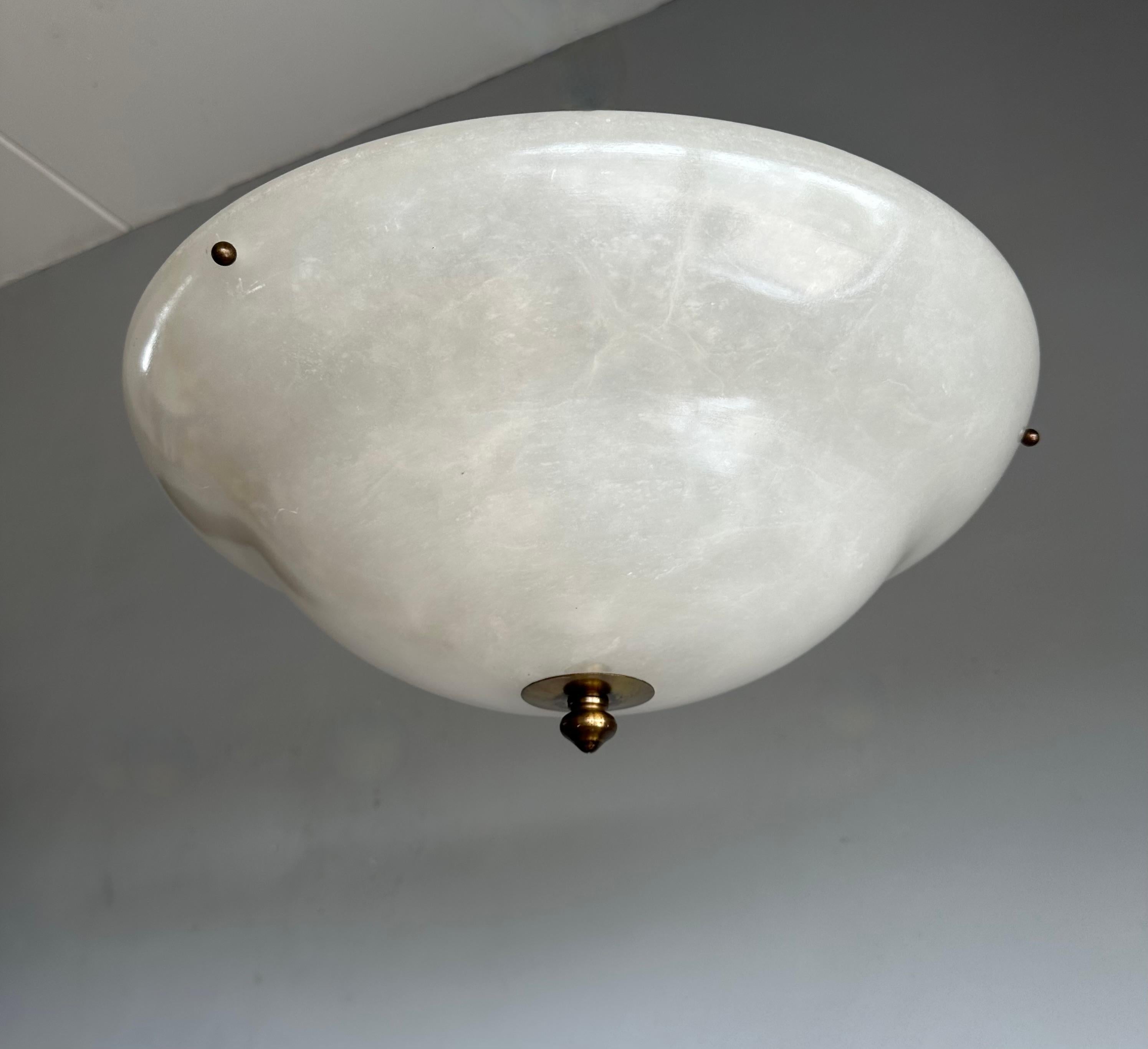 Gran D. 19,5Ø y Alabastro Blanco Puro Estilo Art Decó Empotrable / Lámpara Colgante Europeo en venta
